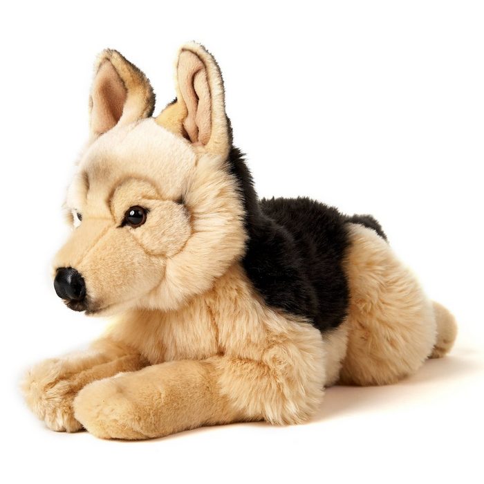 Uni-Toys Kuscheltier Deutscher Schäferhund liegend - Länge 45 cm - Plüsch-Hund Plüschtier zu 100 % recyceltes Füllmaterial