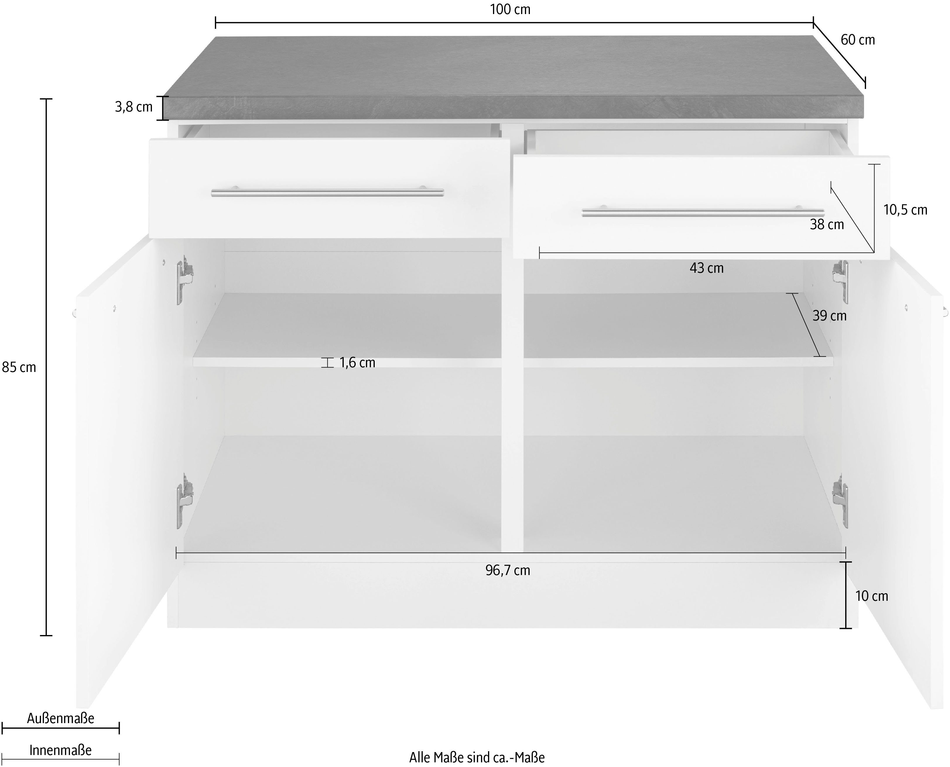 | Weiß weiß/kastelleichefarben wiho 100 Küchen Unterschrank breit cm Unna