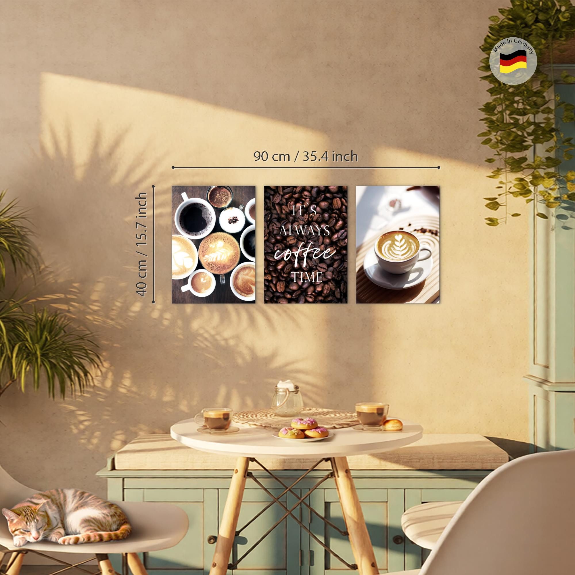 Novart Wandbild Küche AUFHÄNGFERTIG Küche Deko 3 Moderne Bilder Kaffee N037835a, 30 x 40 cm - 3 Bilder – Bild 2 von 5