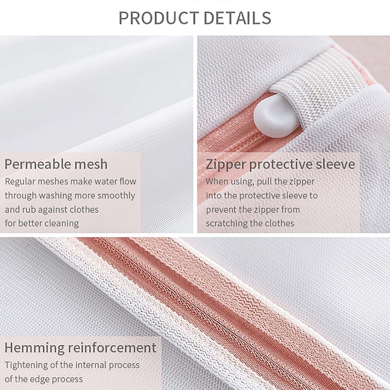 Intirilife Wäschesäckchen,(6-St), 6-er Set Wäschenetze Wäschesäcke verschiedene Größen weißes Polyester