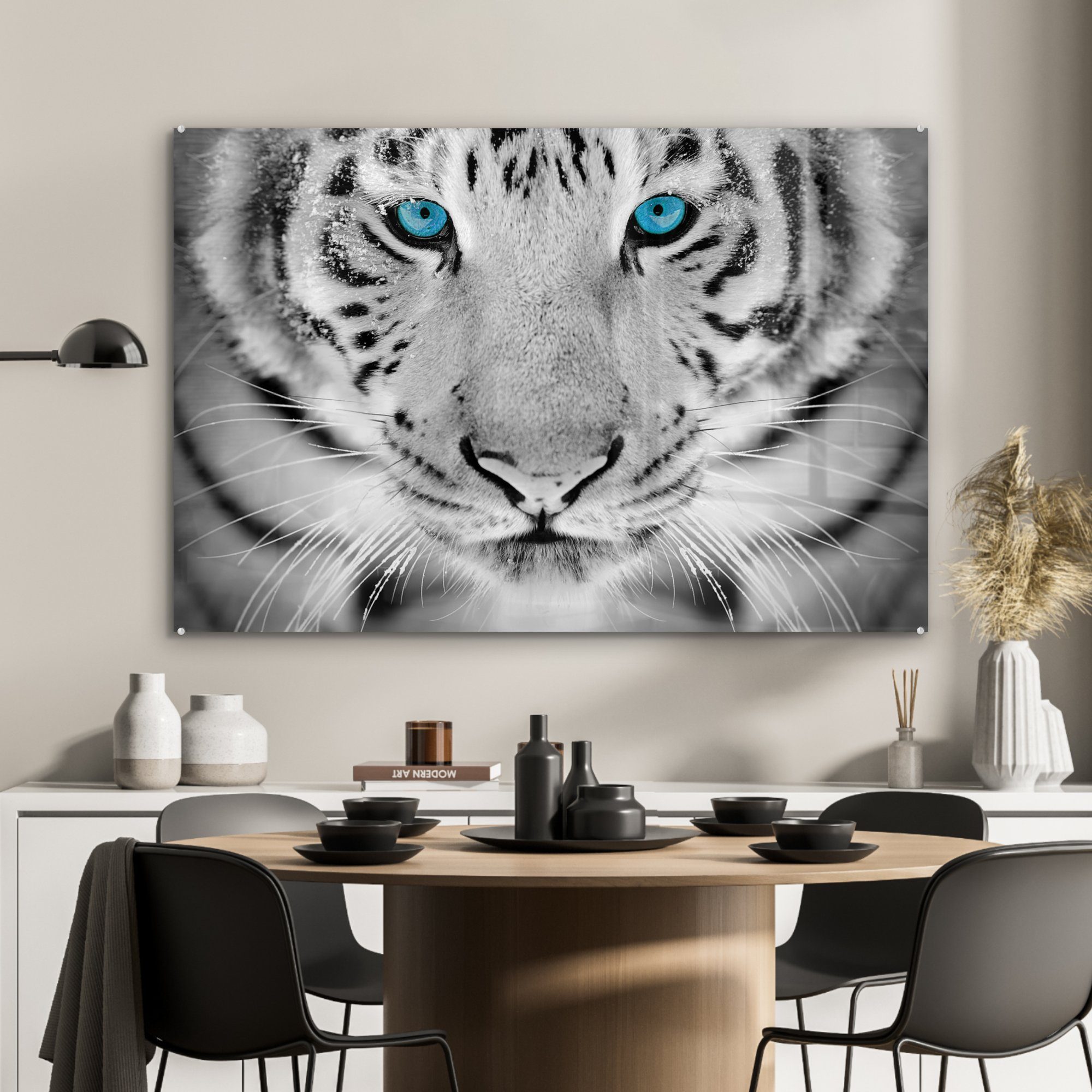 & Acrylglasbild Acrylglasbilder (1 MuchoWow Schlafzimmer St), Kopf Tiger Wohnzimmer - Nase, -