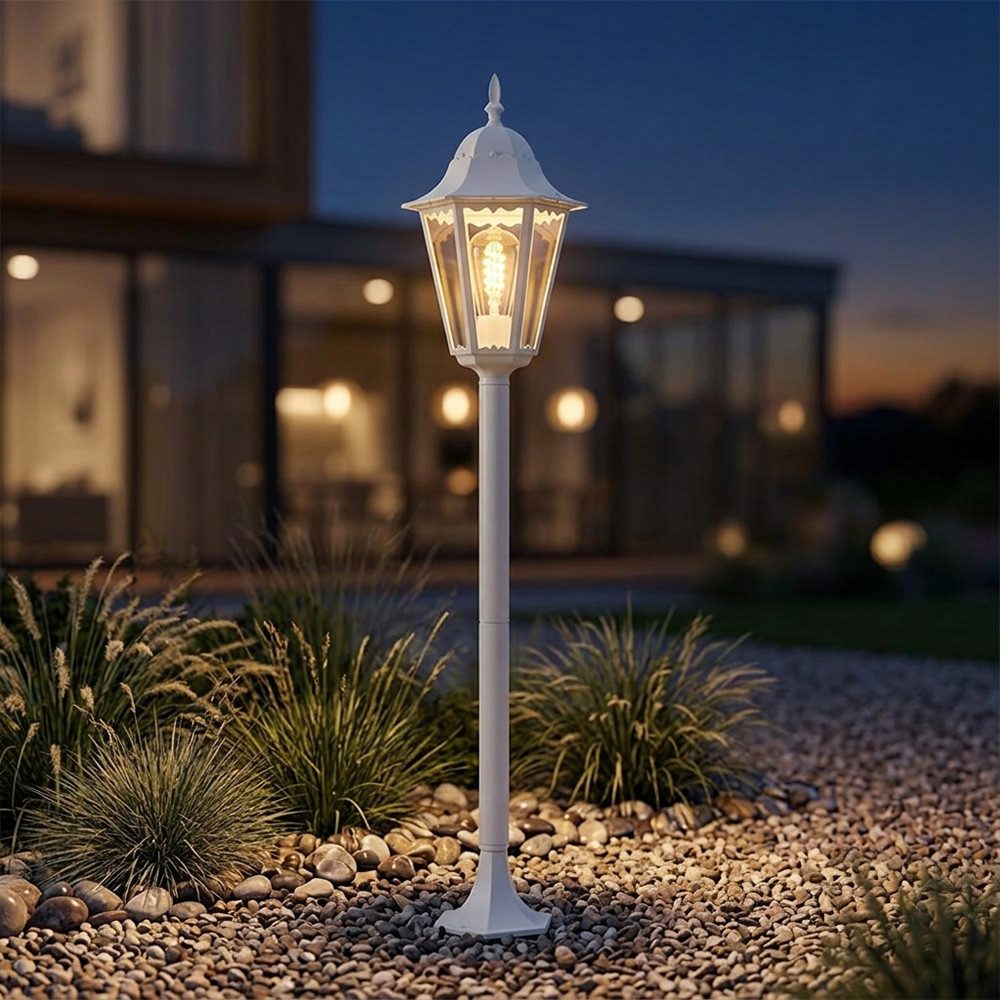 Harms Import Außen-Stehlampe, Leuchtmittel nicht inklusive, ALU Stand Steh Lampe Garten Weg Beleuchtung Außen Laterne Terrassen