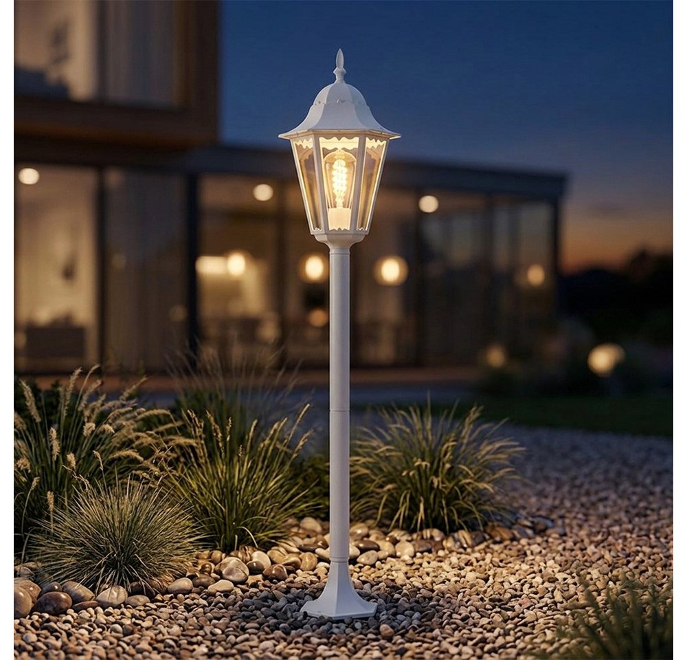 Harms Import Außen-Stehlampe, Leuchtmittel nicht inklusive, ALU Stand Steh Lampe Garten Weg Beleuchtung Außen Laterne Terrassen