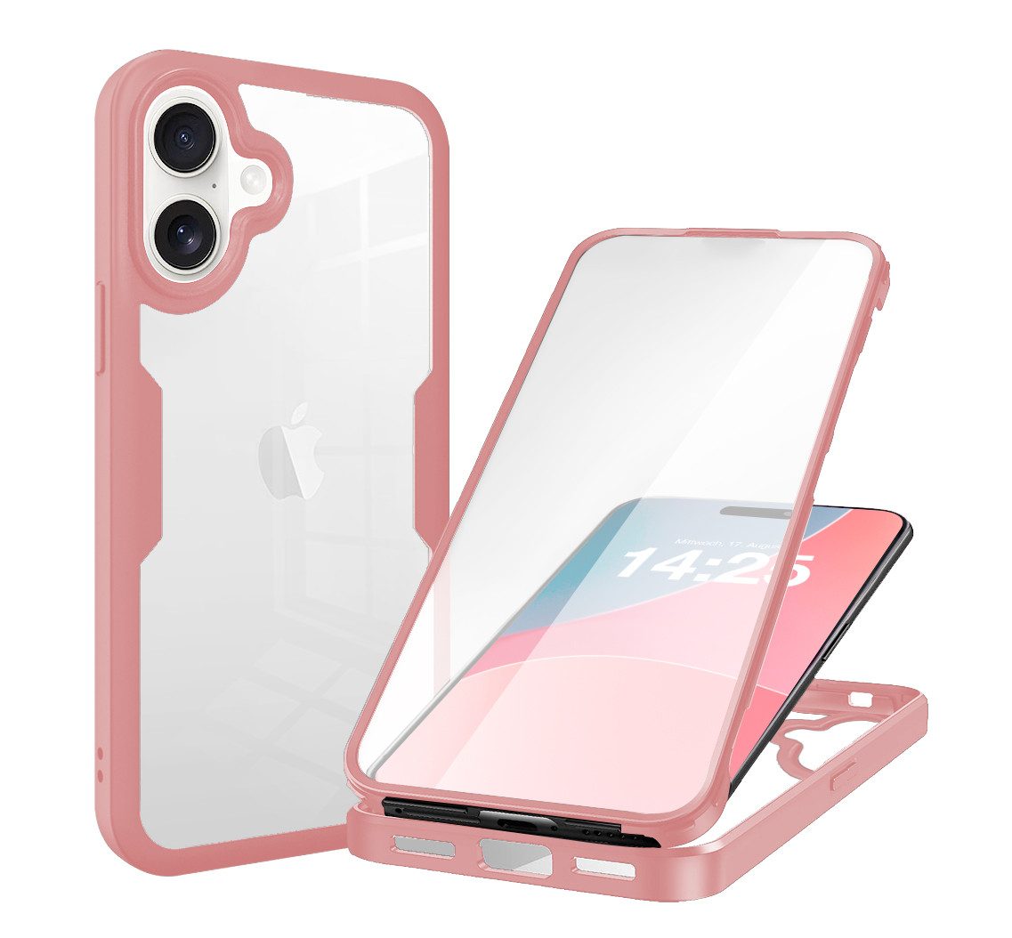 Tec-Expert Handyhülle 360 Grad Hülle für Apple iPhone 16 6.1 Zoll, 6.1, Rundum Schutz Cover Case Hülle robust