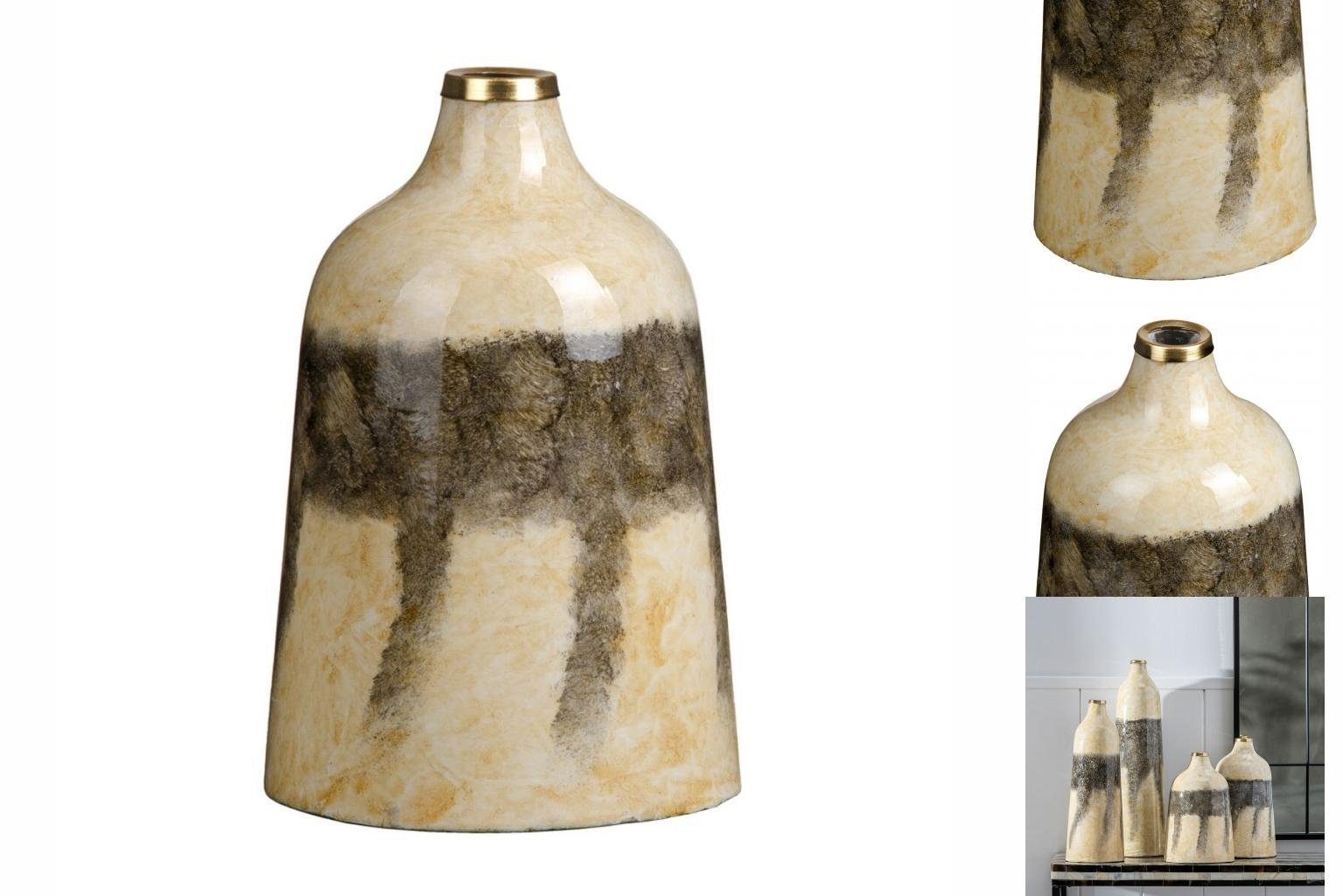 Bigbuy Dekovase Vase Glas Grau Creme 17 x 17 x 25 cm
