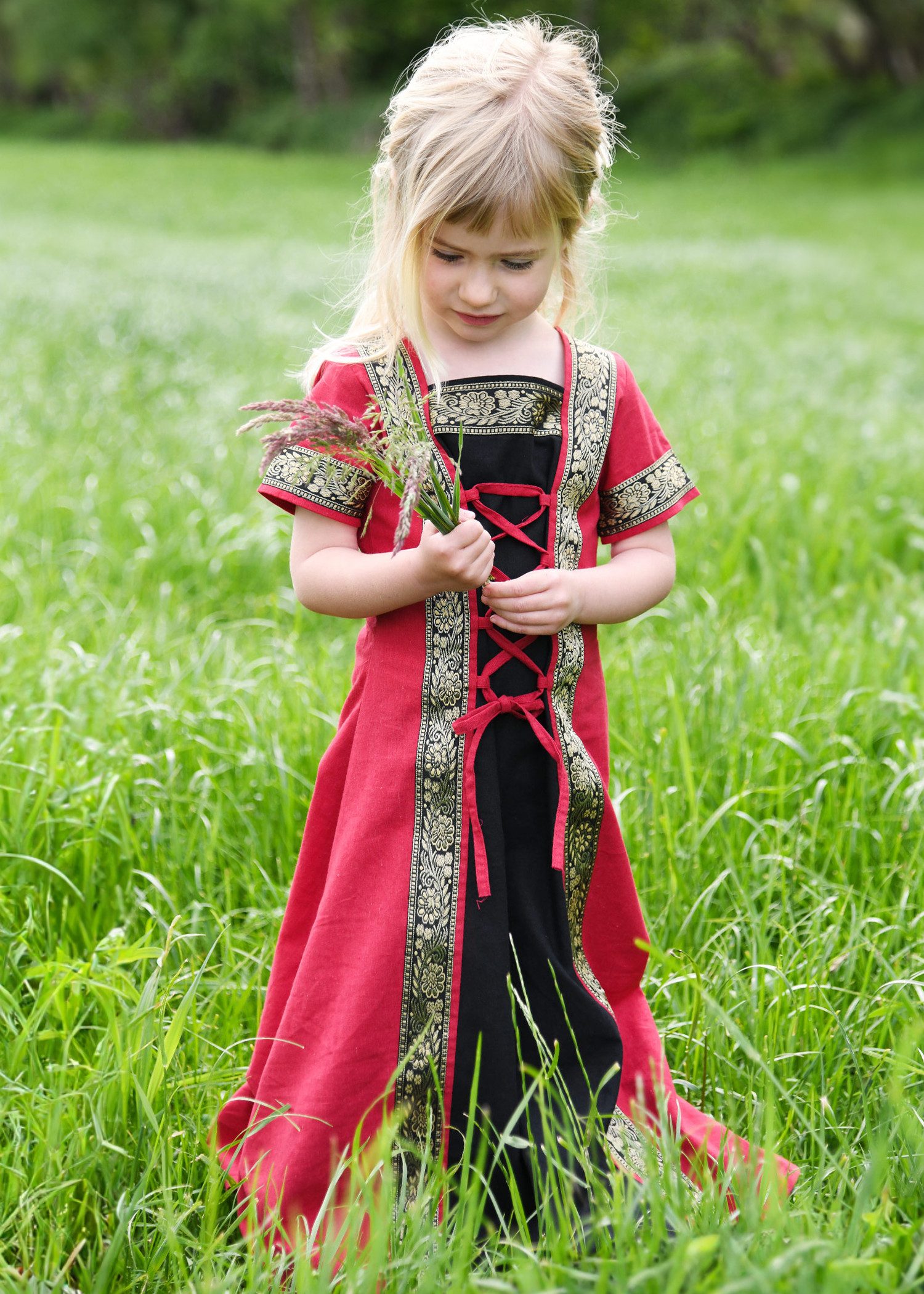Battle Merchant Burgfräulein-Kostüm Kinder Fantasy-Mittelalterkleid rot-schwarz "Eleanor"