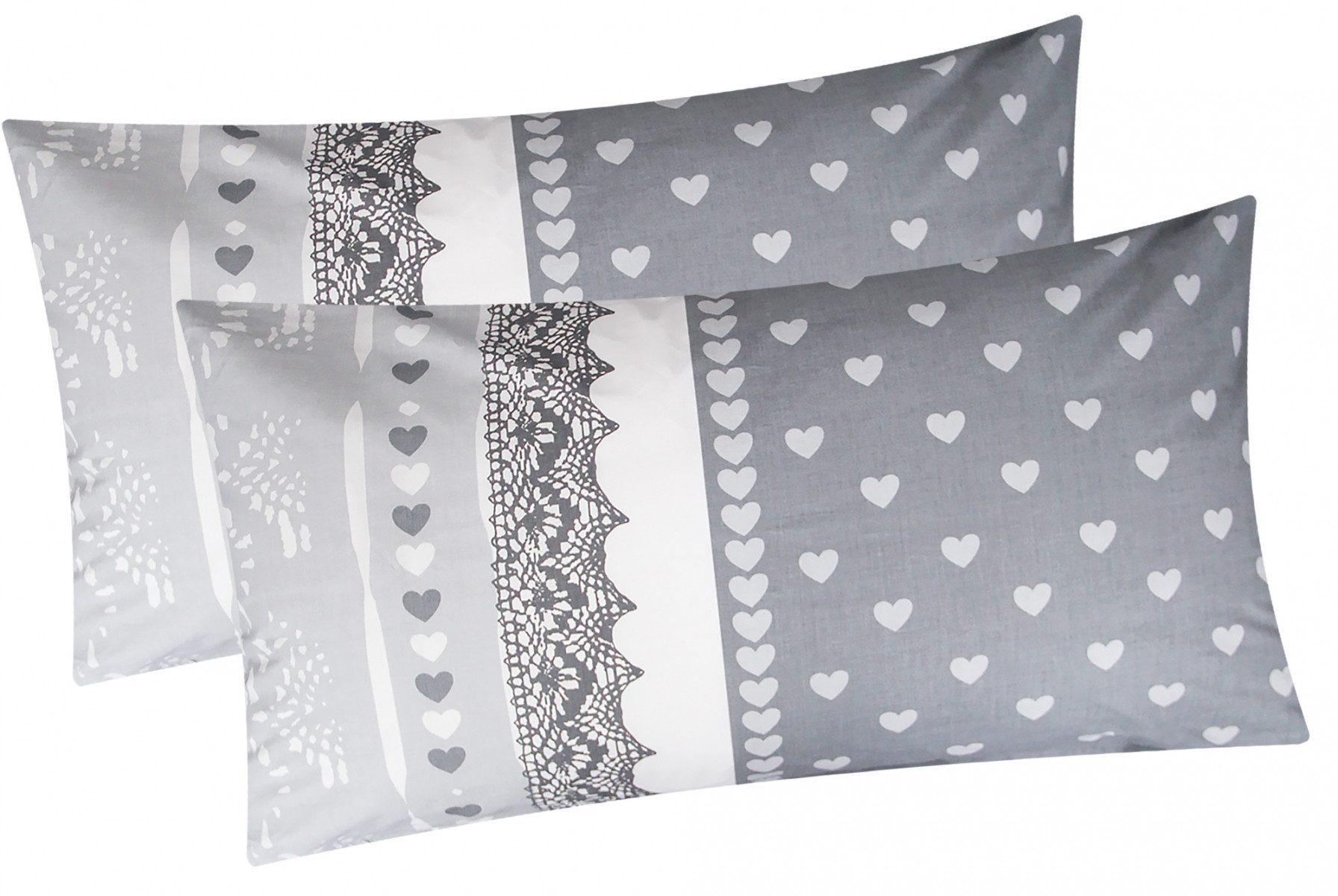Heubergshop Kissenbezug, (2 Stück), 2er Set 40x80cm Kissenhülle Love Streif günstig online kaufen