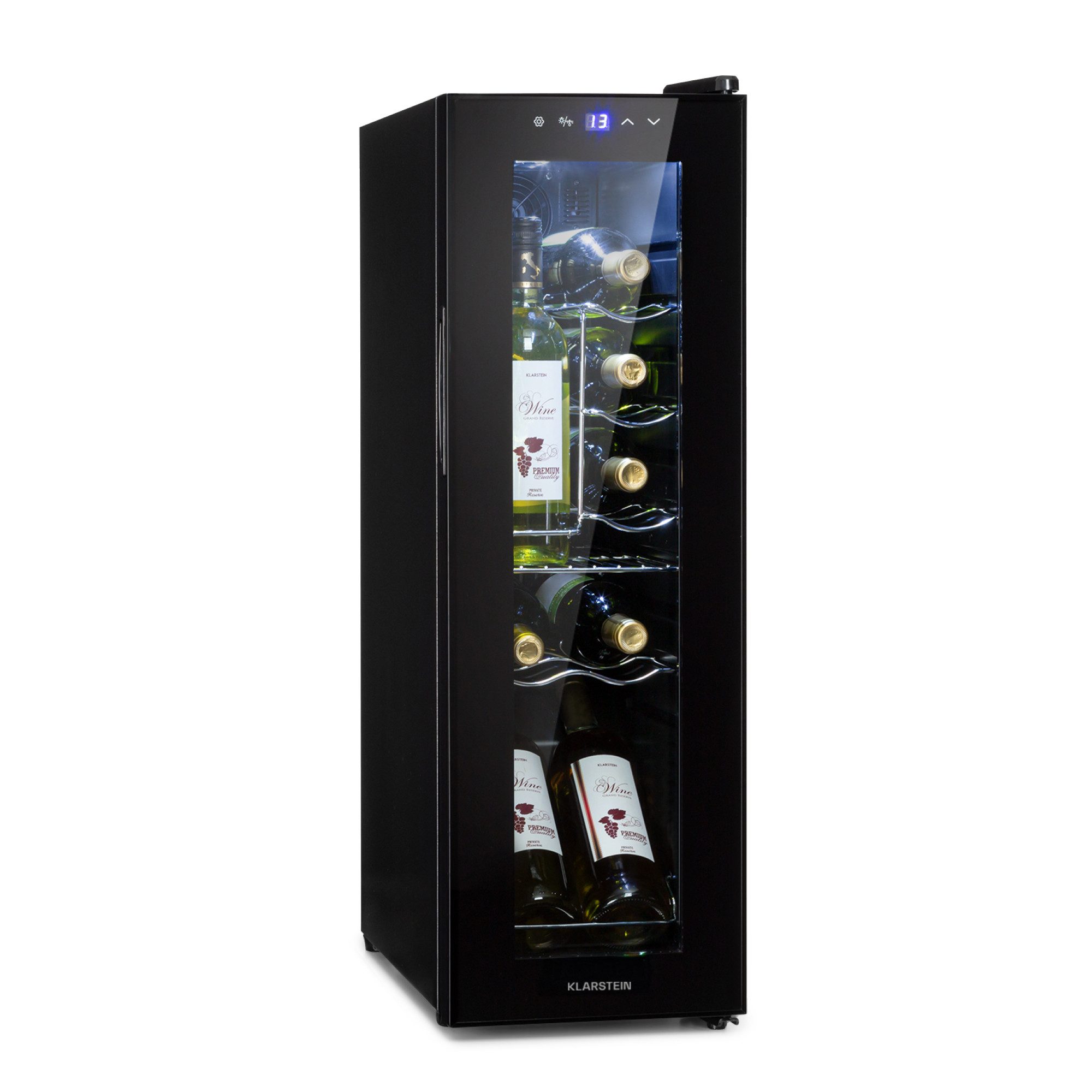 Klarstein Weinkühlschrank Shiraz 12 Slim Uno Weinkühlschrank 12 Flaschen 32L 1 Zone 5-18°C, für 12 Standardflaschen á 0,75l,Wein Flaschenkühlschrank Weintemperi – Bild 2 von 5