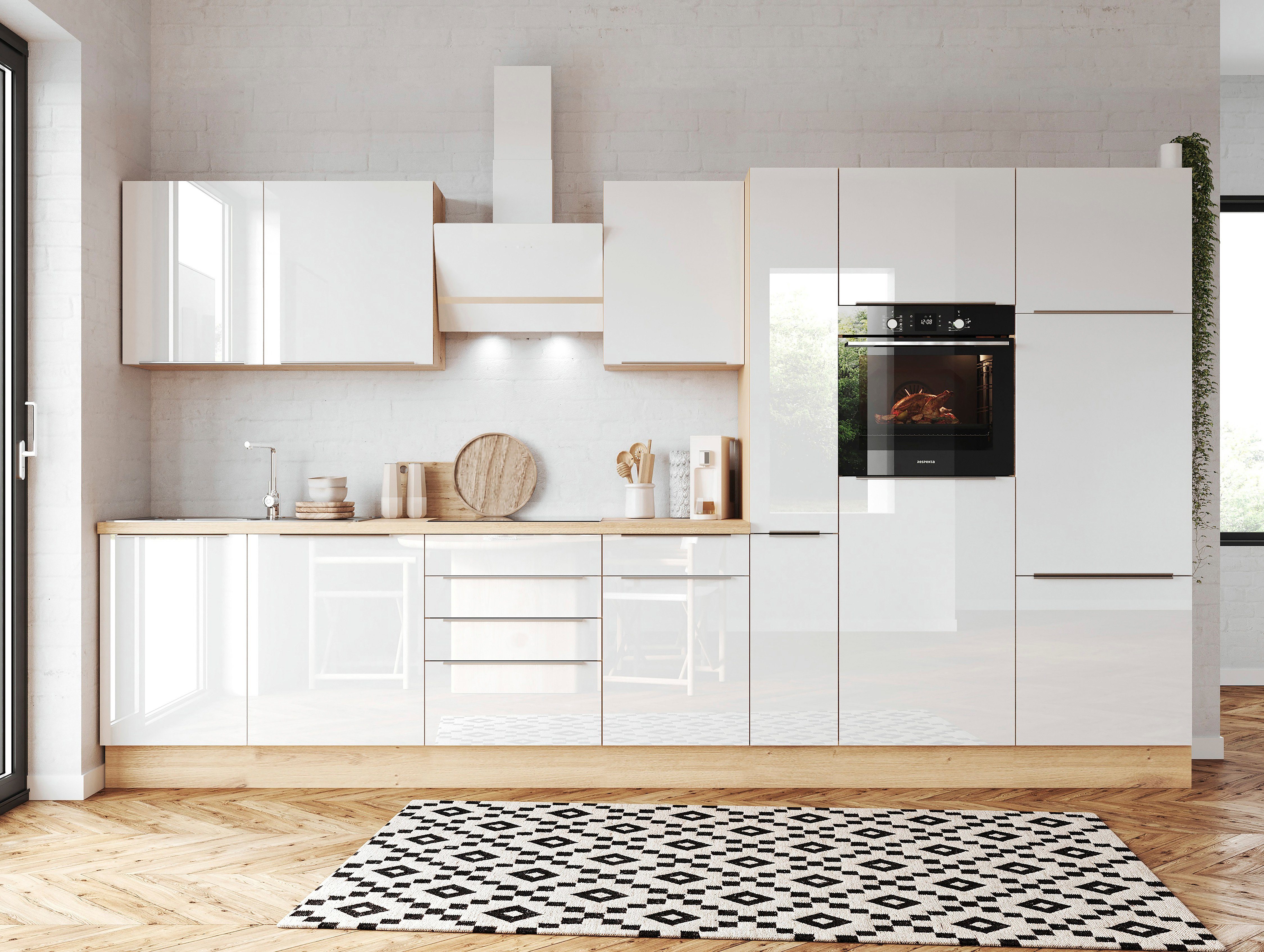 RESPEKTA Küchenzeile Safado aus der Serie Marleen, Breite 370 cm, mit Soft- Close, in exklusiver Konfiguration für OTTO, Alle Scharniere der Türen mit  Soft-Close Funktion