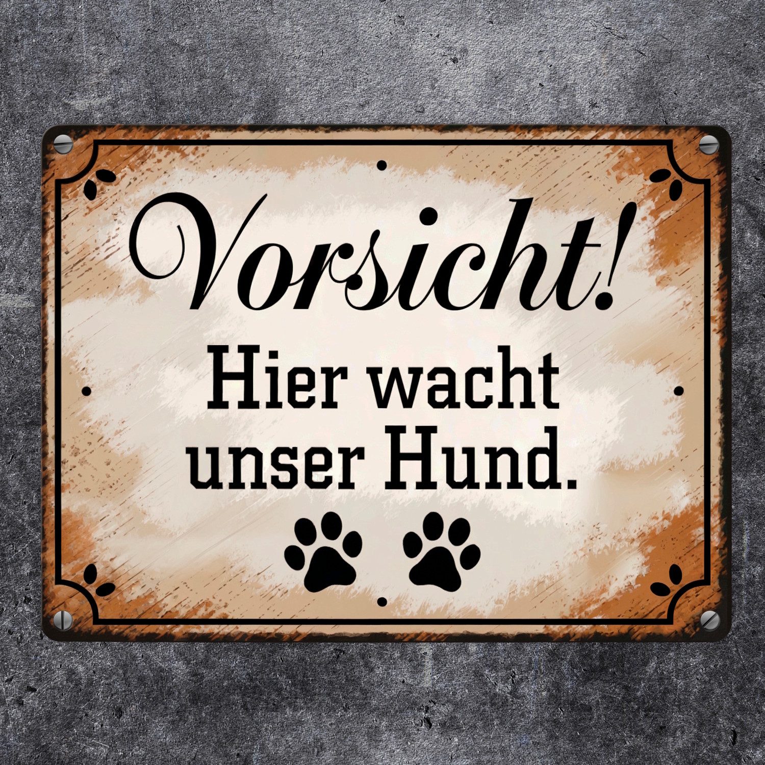 speecheese Metallschild Vorsicht Hier wacht unser Hund Metallschild in 15x2 günstig online kaufen