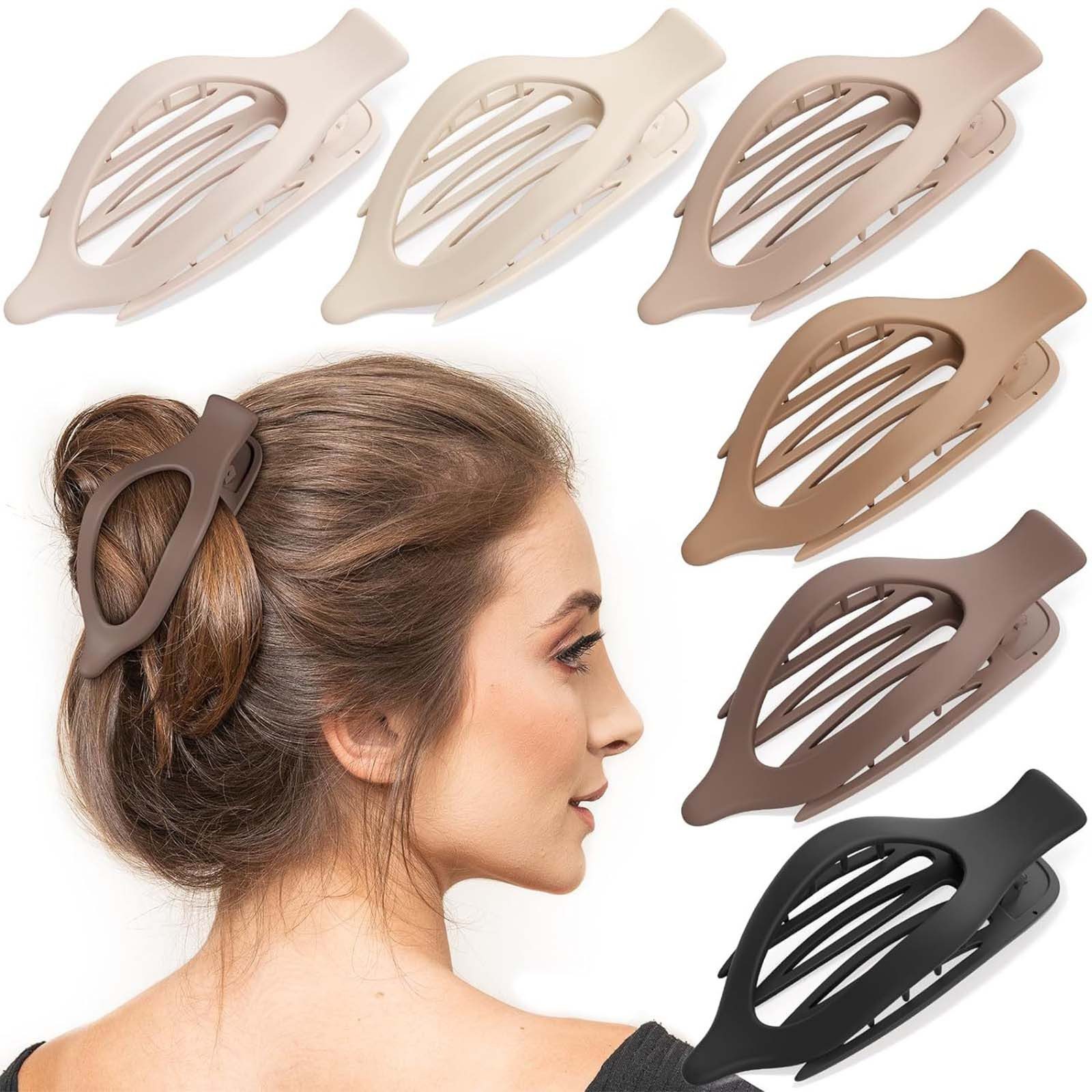 MOPUEA Haarspange Flache Haarspange für Damen Französisches Rutschfestes Starkes 6pcs, 6-teiliges Haarspangen-Set in modernen Brauntönen, Leichte Haarspangen mit starkem Halt für viele Frisuren, Rutschfest, leicht, haarschonend und angenehm zu tragen