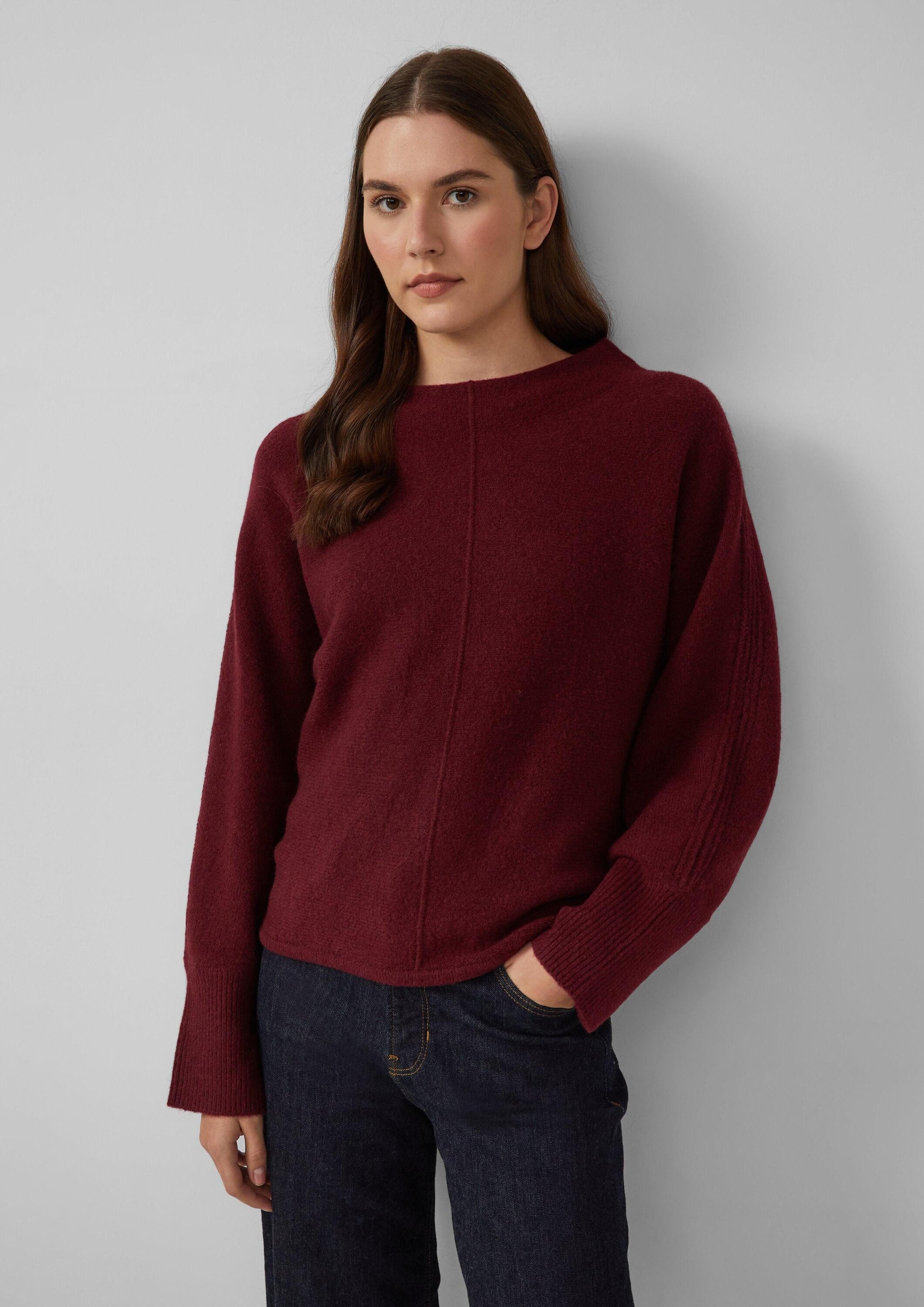 s.Oliver Longpullover Strickpullover Strickpullover mit Stehkragen und Fled günstig online kaufen