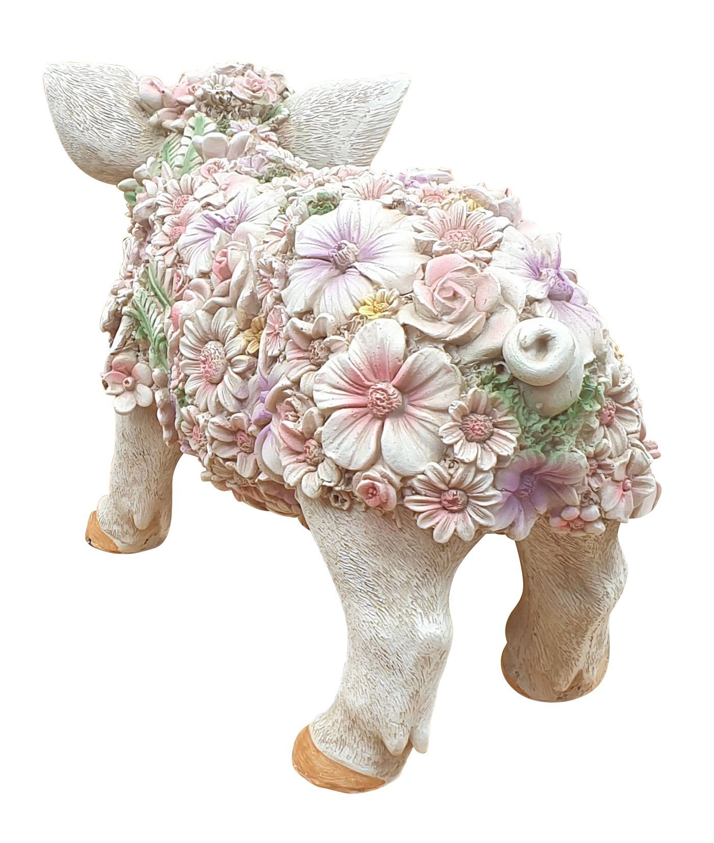 Fachhandel Plus Blumen, stehend St), lustige Schweinchen mit Gartenfigur (1 handbemalt, Gartendeko