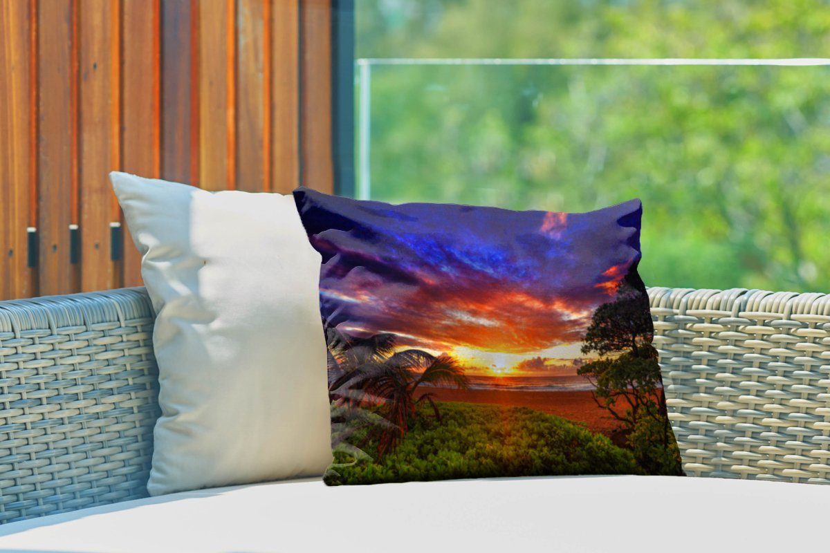 Kissenhülle Ein Dekokissenbezug, Hawaii, Dekokissen Sonnenuntergang Polyester, Outdoor-Dekorationskissen, auf MuchoWow beeindruckender