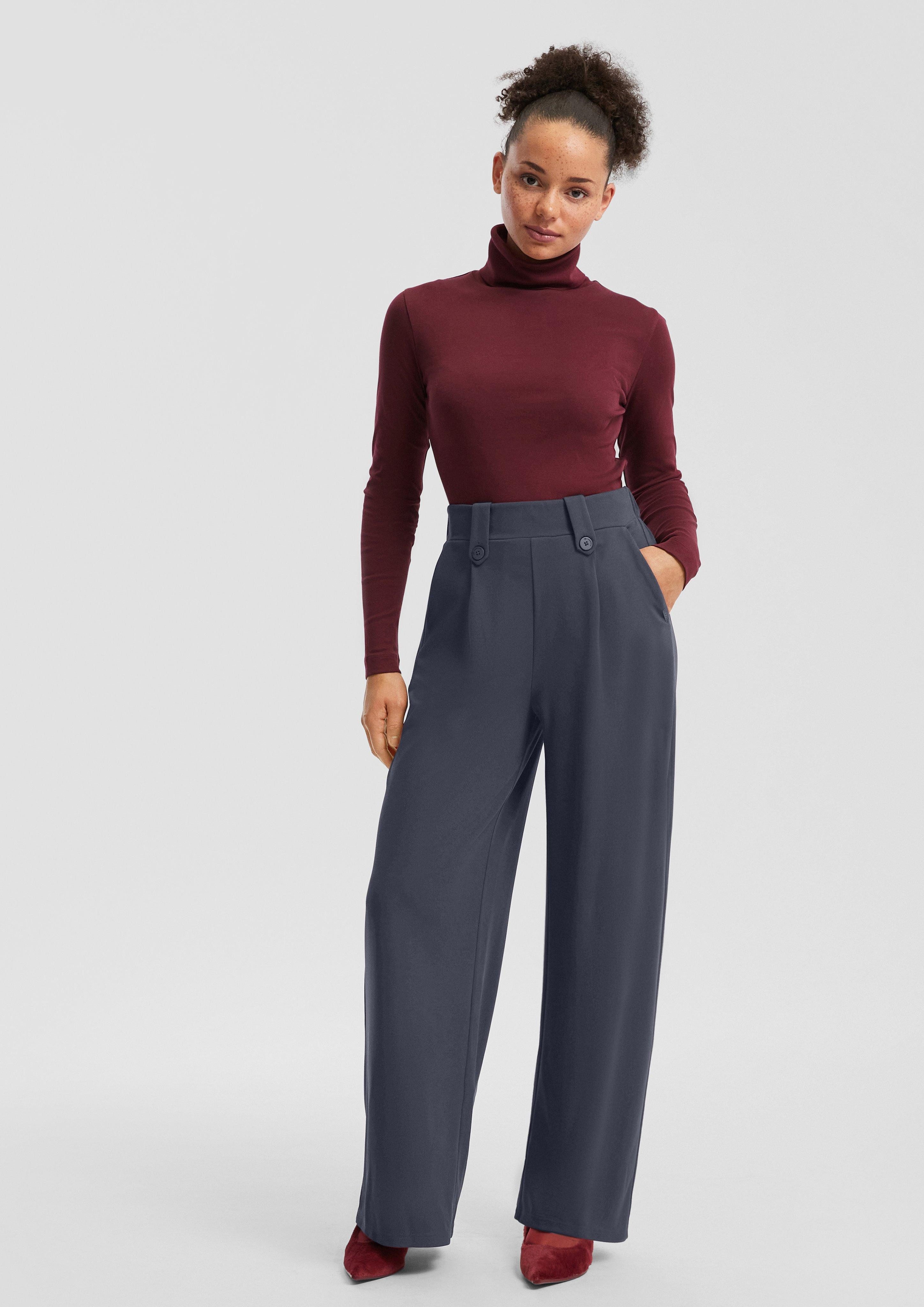 QS Stoffhose Wide-Leg Hose aus Interlockjersey günstig online kaufen
