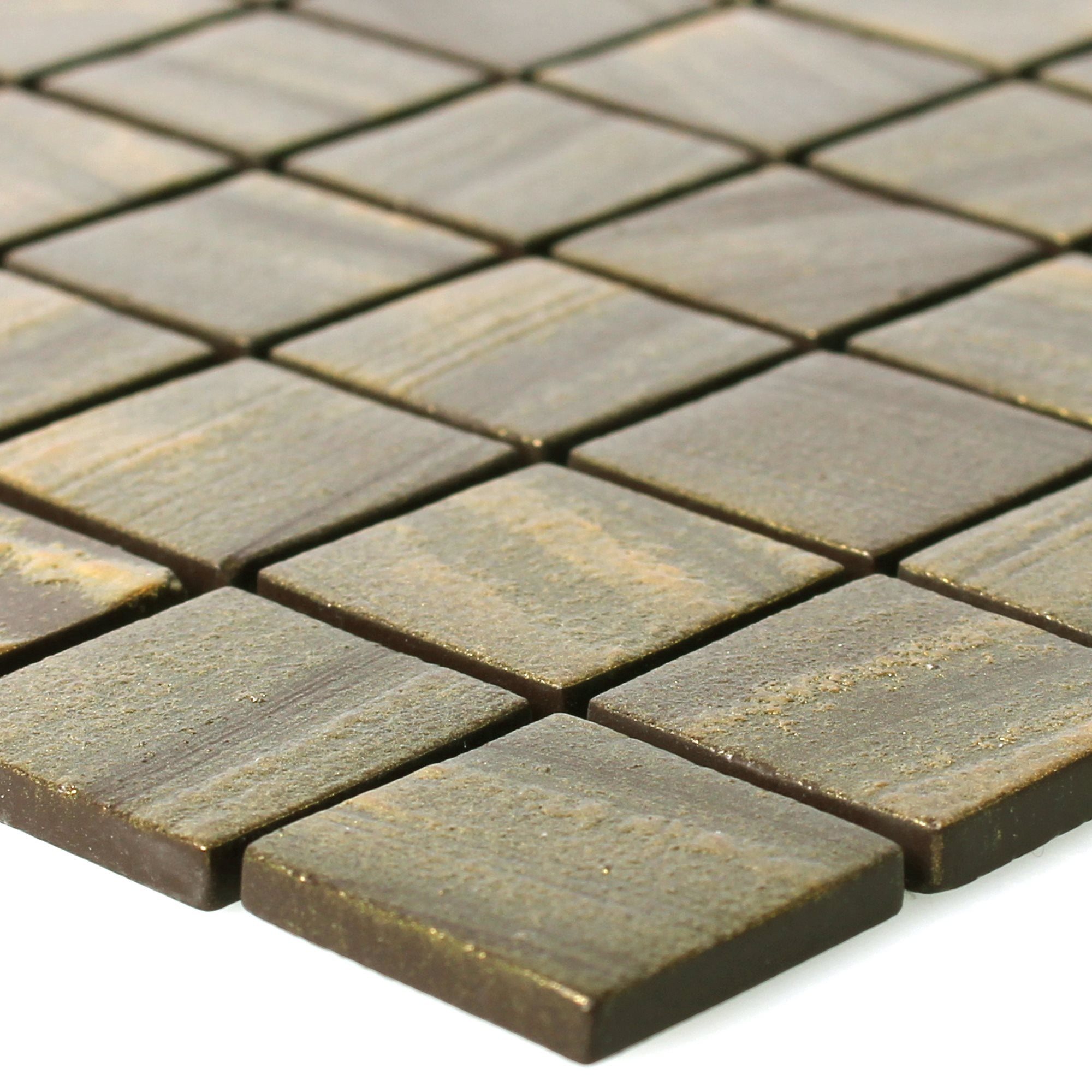 Mosafil Mosaikfliesen Glasmosaik Fliesen Mascota, Glas 31.500x31.500, gold-satin, Eco Glas - Verlegefertig auf ein Netz geklebt - Frostsicher -