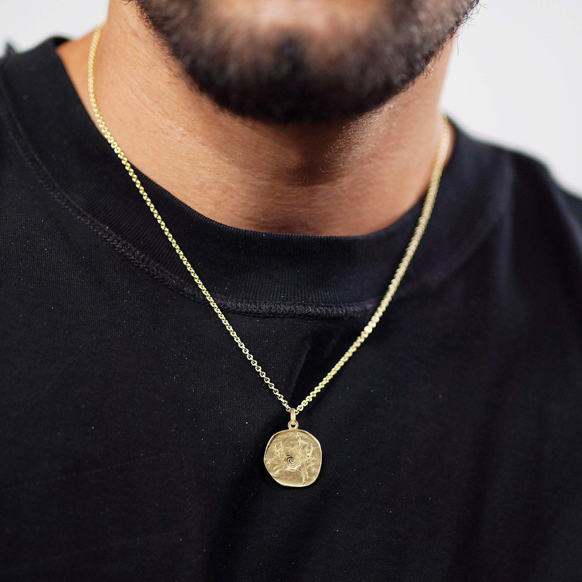 trendor Kette mit Anhänger Krebs Ø 20 mm Herren-Gold auf Silber