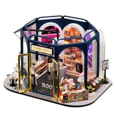 Cute Room 3D-Puzzle 3D-Puzzle DIY Miniaturhaus Puppenhaus Buchhandlung, Puzzleteile, DIY Miniatur Maßstab 1:24, Modellbausatz mit Möbeln zum basteln