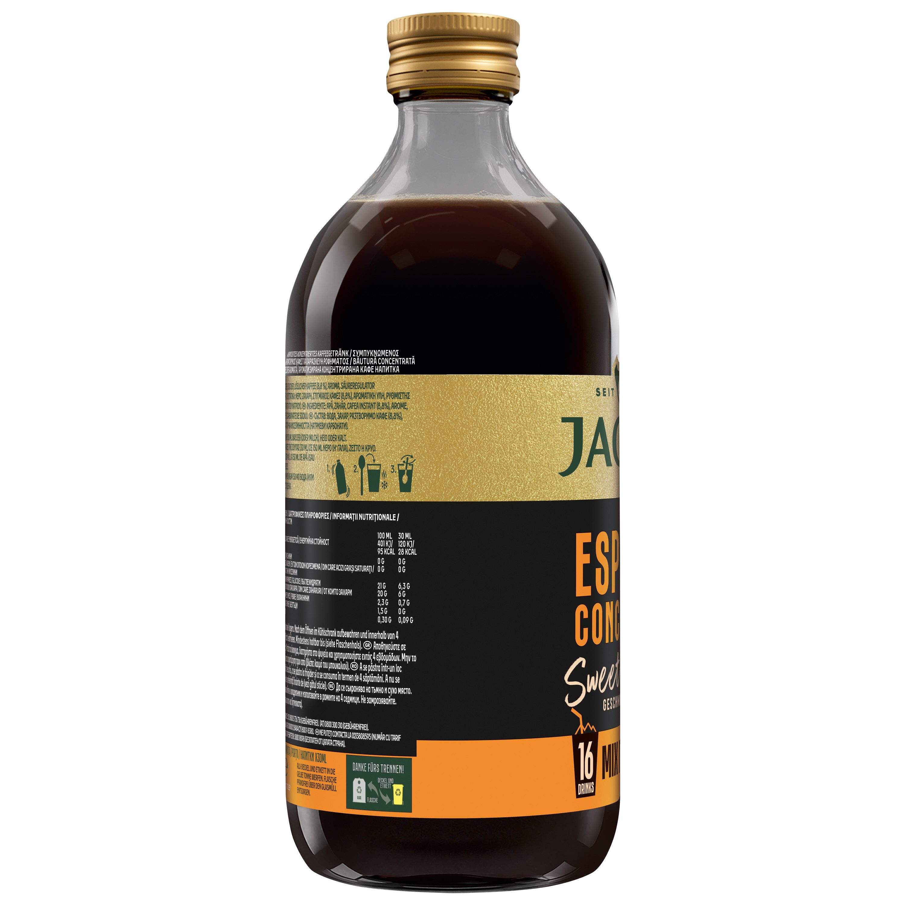 JACOBS Kaffee JACOBS Espresso Kaffeekonzentrat Caramel 6 x 485 ml, Ideal für Iced Coffee, Latte, Cappuccino oder kreative Kaffee-Rezepte – Bild 5 von 5