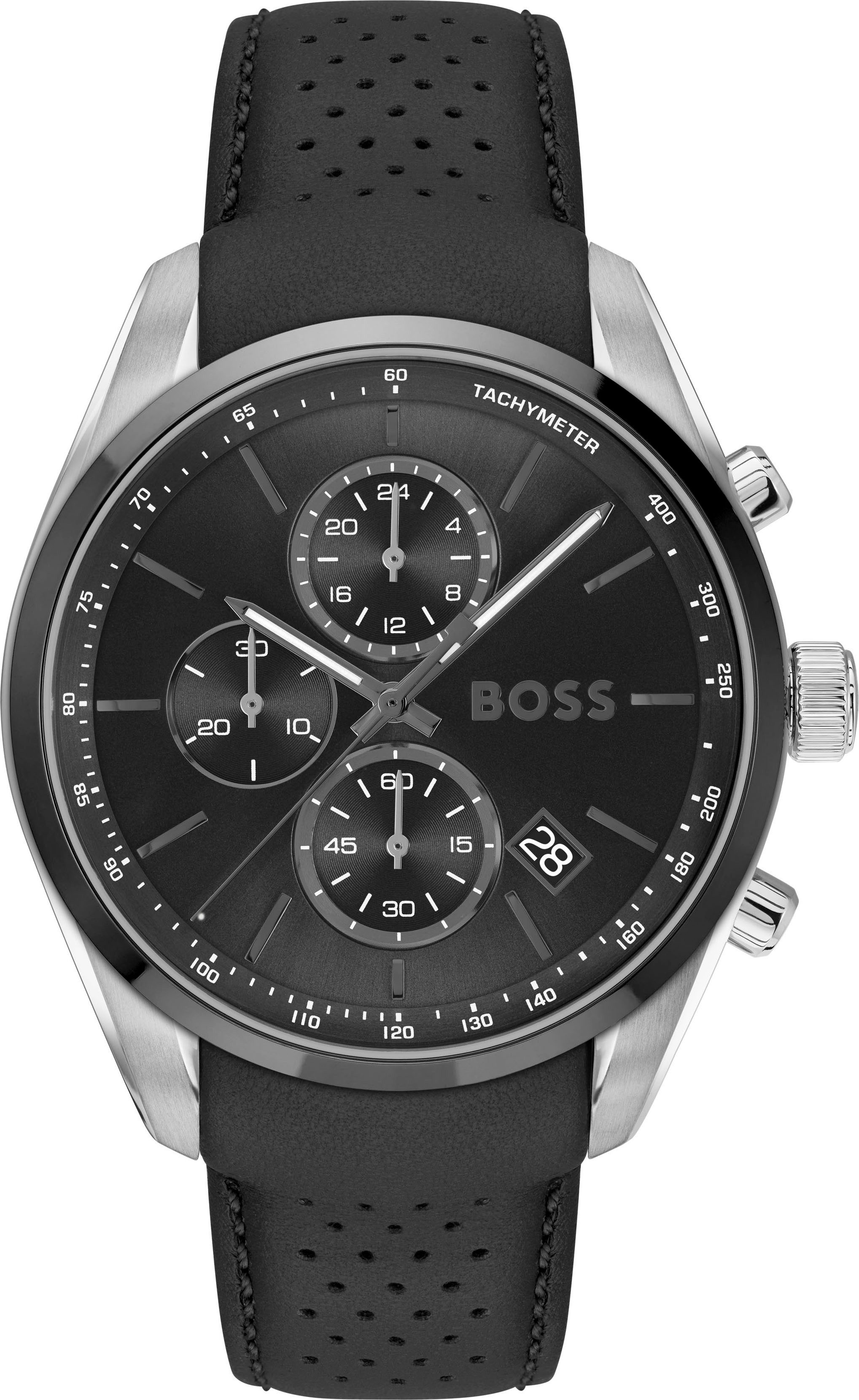 BOSS Quarzuhr GRAND PRIX 44 1514224, Quarzuhr, Armbanduhr, Herrenuhr, Leder günstig online kaufen