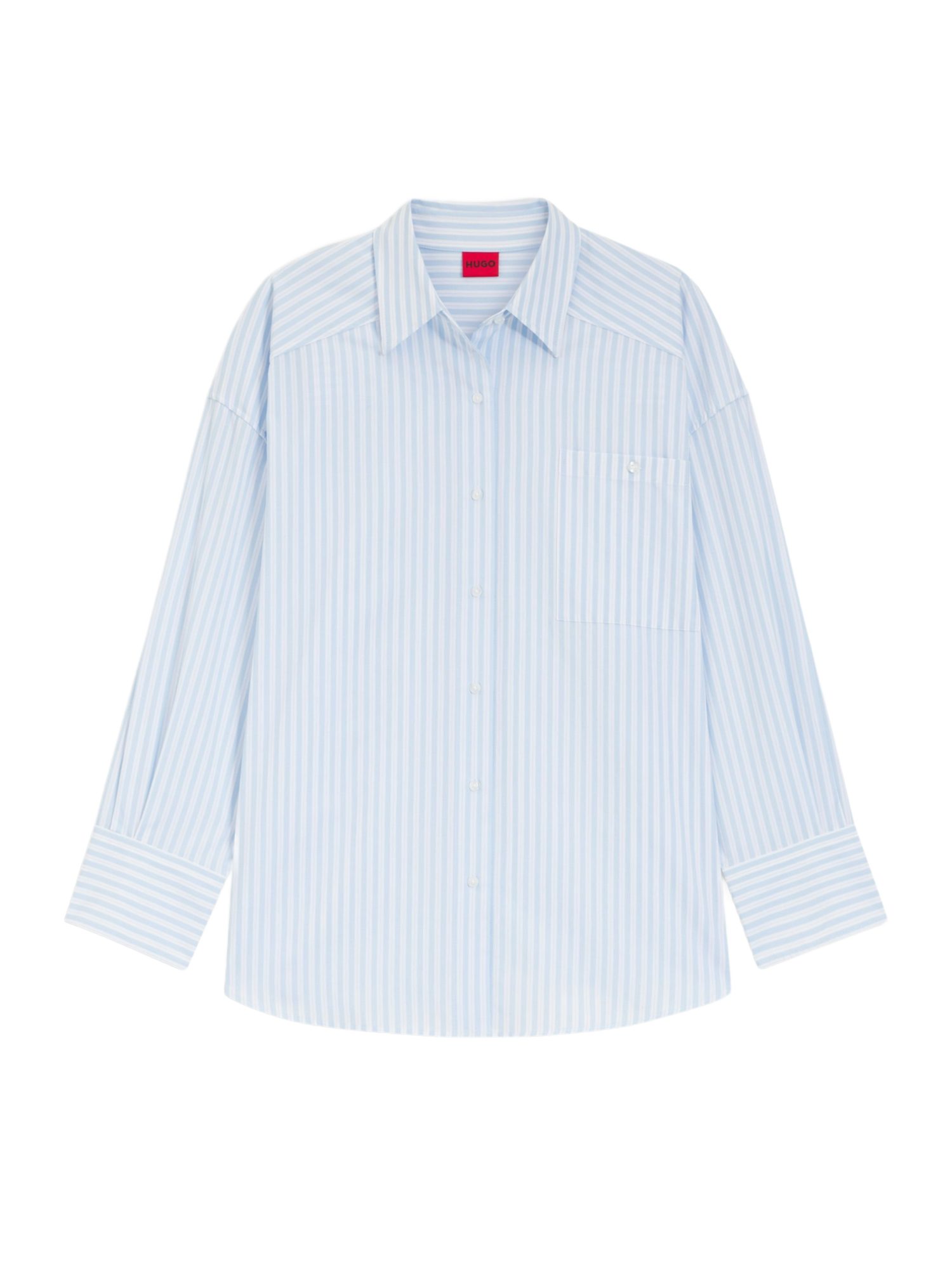 HUGO Blusenshirt HUGO Women RED blau,Casual,Baumwolle,Unifarben,Hemdblusenkragen,Lang,Oversized