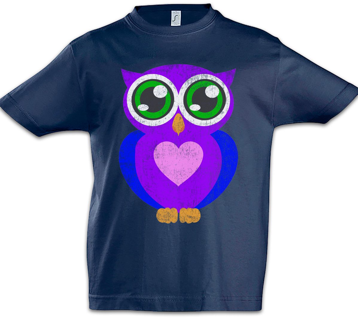 Print-Shirt Comic Owl Kinder T-Shirt Eule Cartoon Cute Hipster Indie Electro