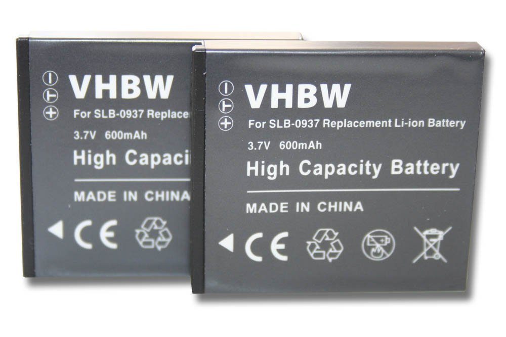 vhbw Ersatz für Samsung SLB-0937 für Kamera-Akku Li-Ion 600 mAh (3,7 V)