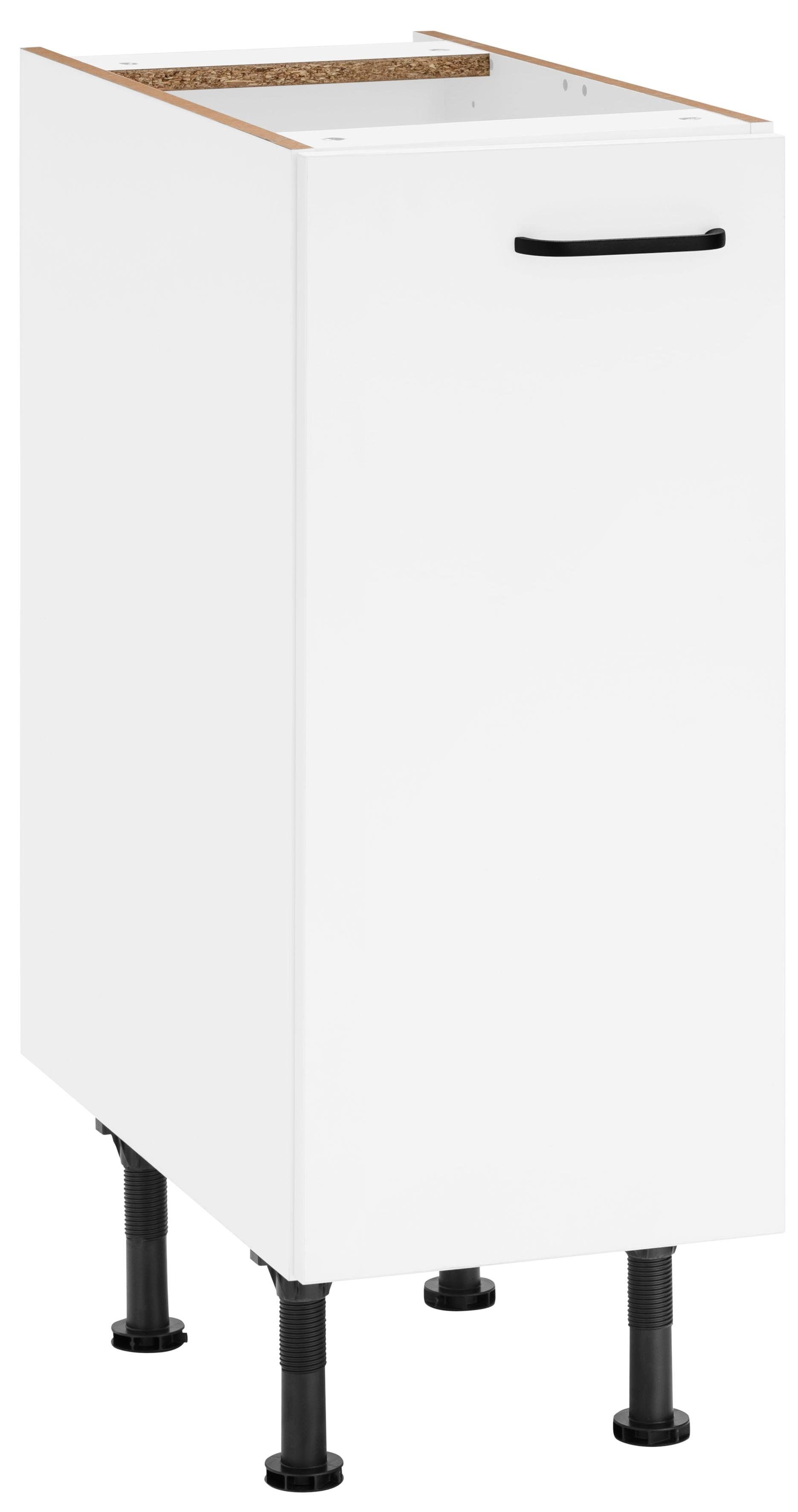 Soft-Close-Funktion, weiß/weiß Breite OPTIFIT | Unterschrank cm Metallgriff, mit weiß 30 Elga