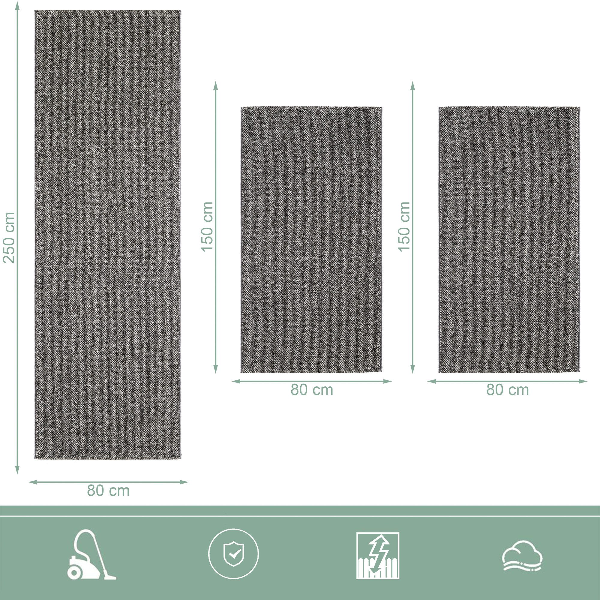 Carpettex Kurzflor-Bettumrandung Bordüre Design, Höhe 7 mm, (Bett-Set, 3-tl günstig online kaufen