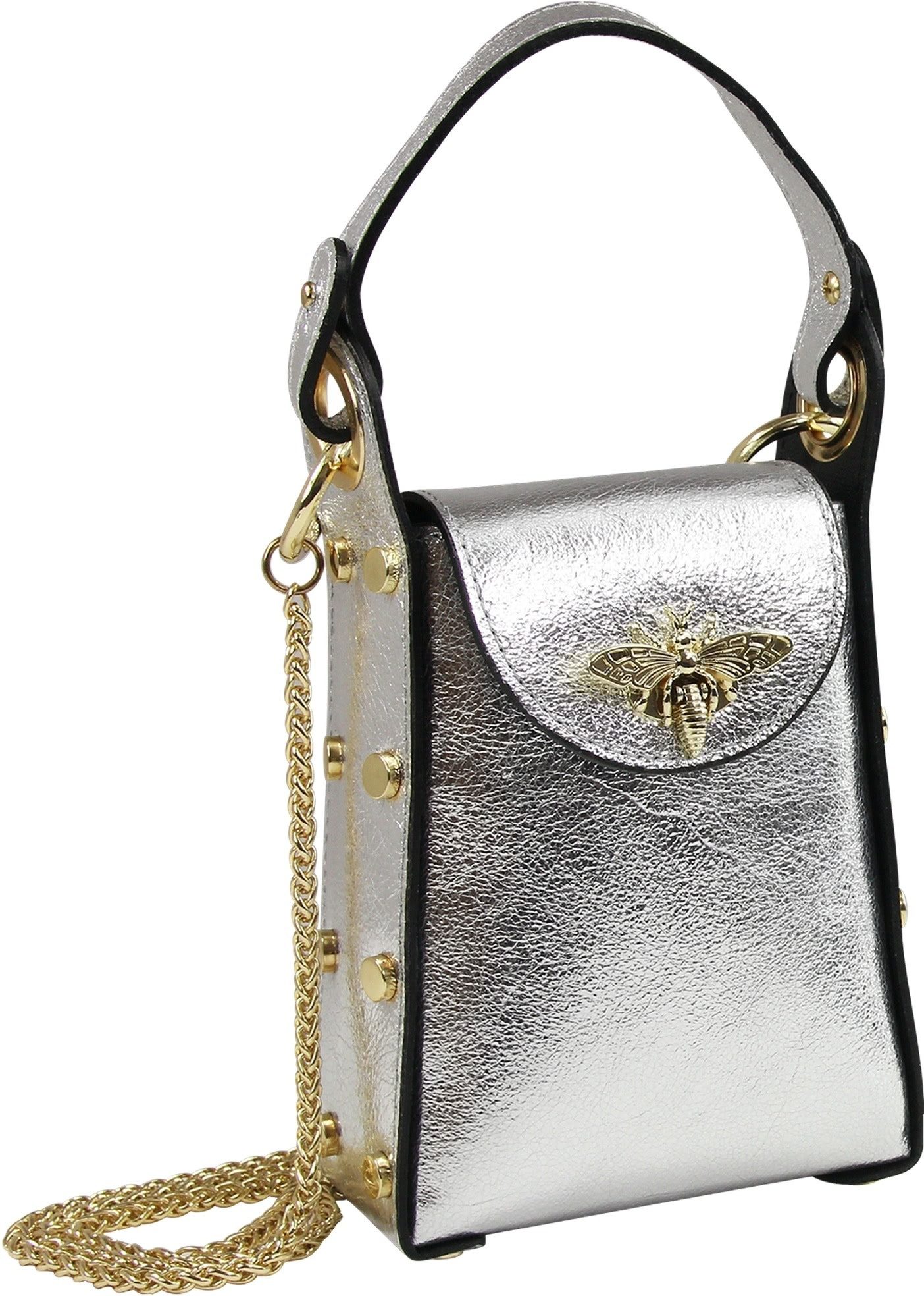 Umhängetasche Toscanto Tasche silber metallic Leder