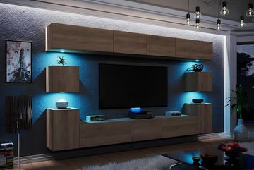 ROYAL24_MARKT Wohnwand - 2024 / Modernes Wohnzimmer-Upgrade mit Premium-Materialien", (Komplett Set, 11-St., Cordoba -P), - Elegantes Design - LED Beleuchtung - Neu 2024