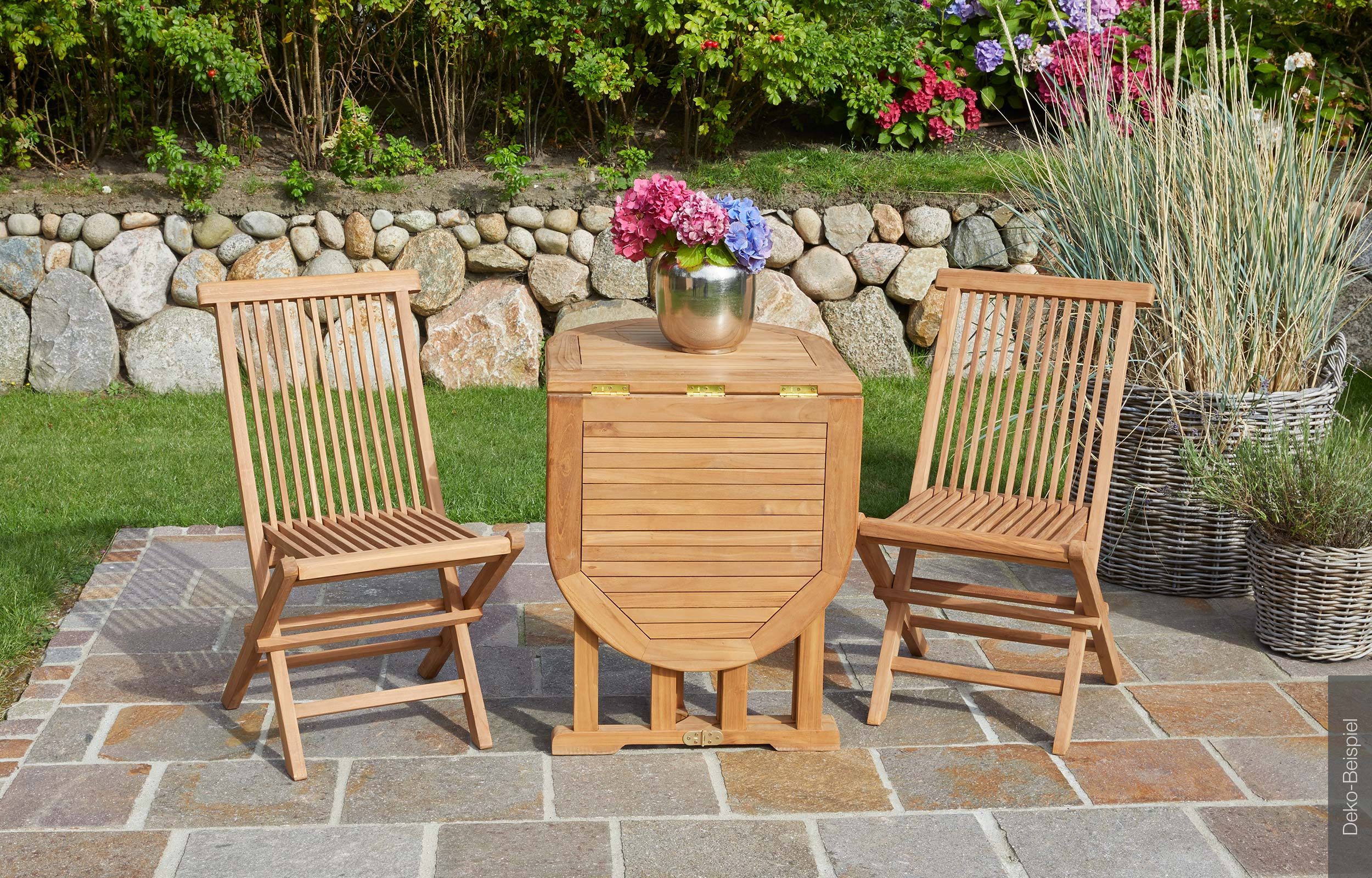 LC Garden Gartentisch Riva Teak Klapptisch oval 60/120x60x75cm klappbar