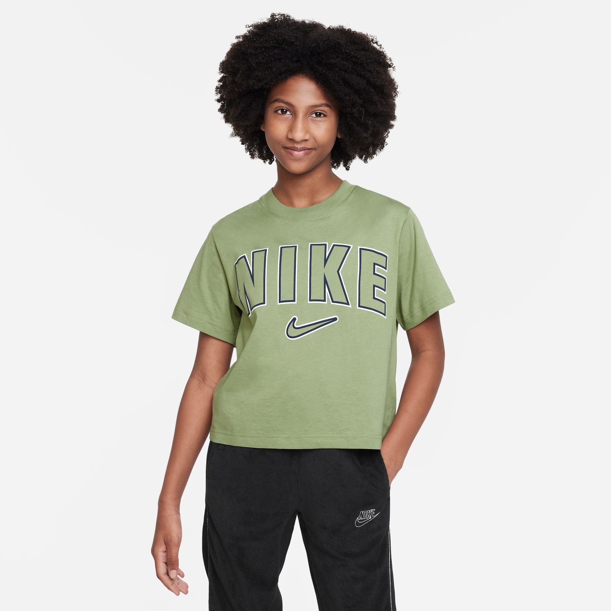 Sleeve Sportswear Kinder BOXY GREEN G TEE - PRNT T-Shirt OIL Short für Nike NSW