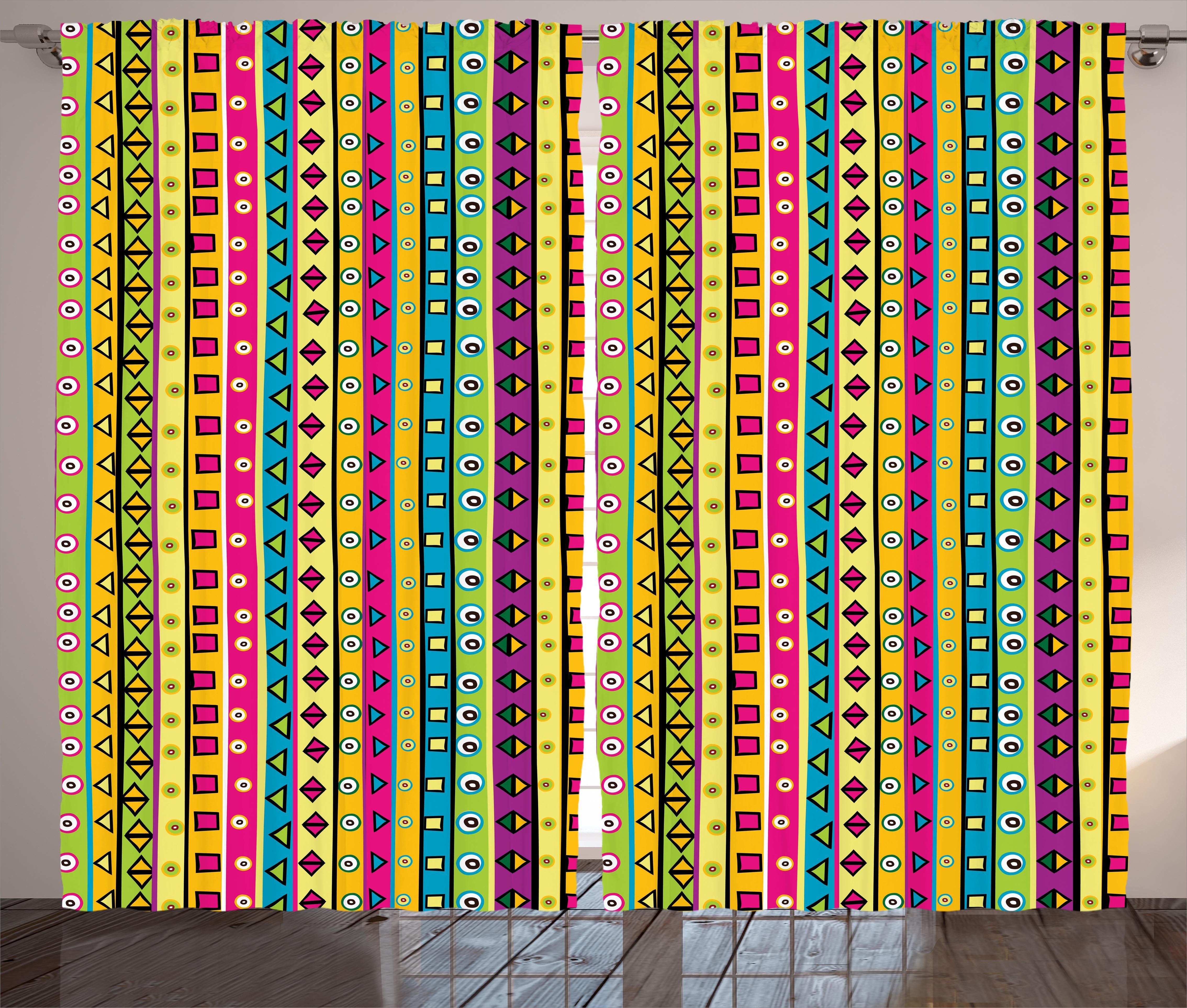 abstrakte Schlaufen Abakuhaus, Streifen Kräuselband Gardine Farbige Schlafzimmer Haken, Retro und Vorhang mit