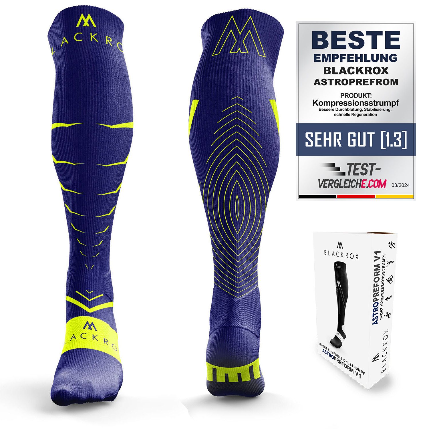 BLACKROX Kompressionsstrümpfe [Vergleichssieger 2025] Gr. S-XL, Für Damen & Herren, VIPEROX