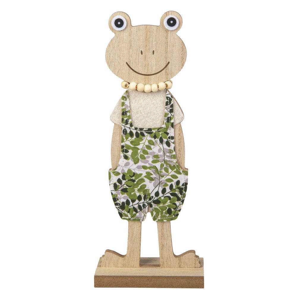Dekoobjekt Standdeko - Frosch in Latzhose - braun/grün/weiß - ca. 10,5 x 5 x 26,5