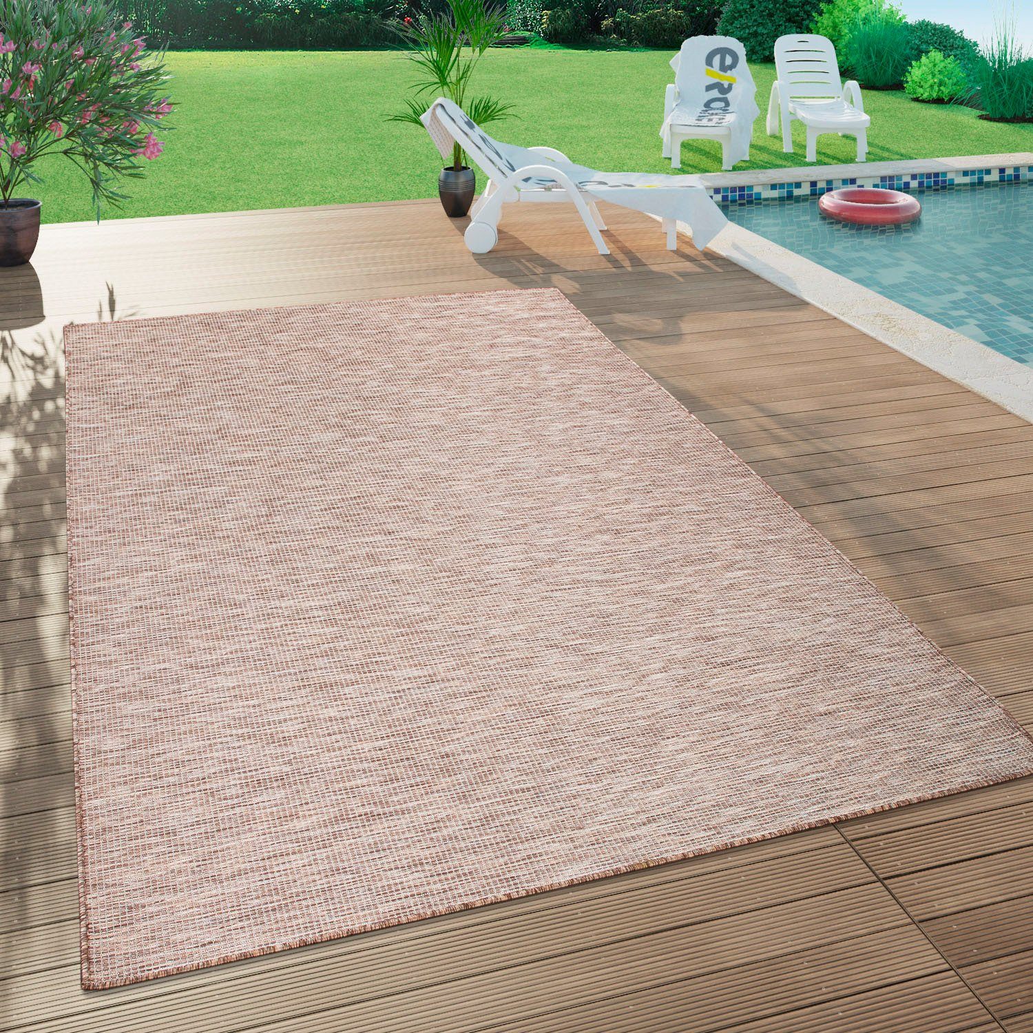 Teppich Sonset, Paco Home, rechteckig, Höhe: 4 mm, Flachgewebe, meliert, In- und Outdoor geeignet, Wohnzimmer beige