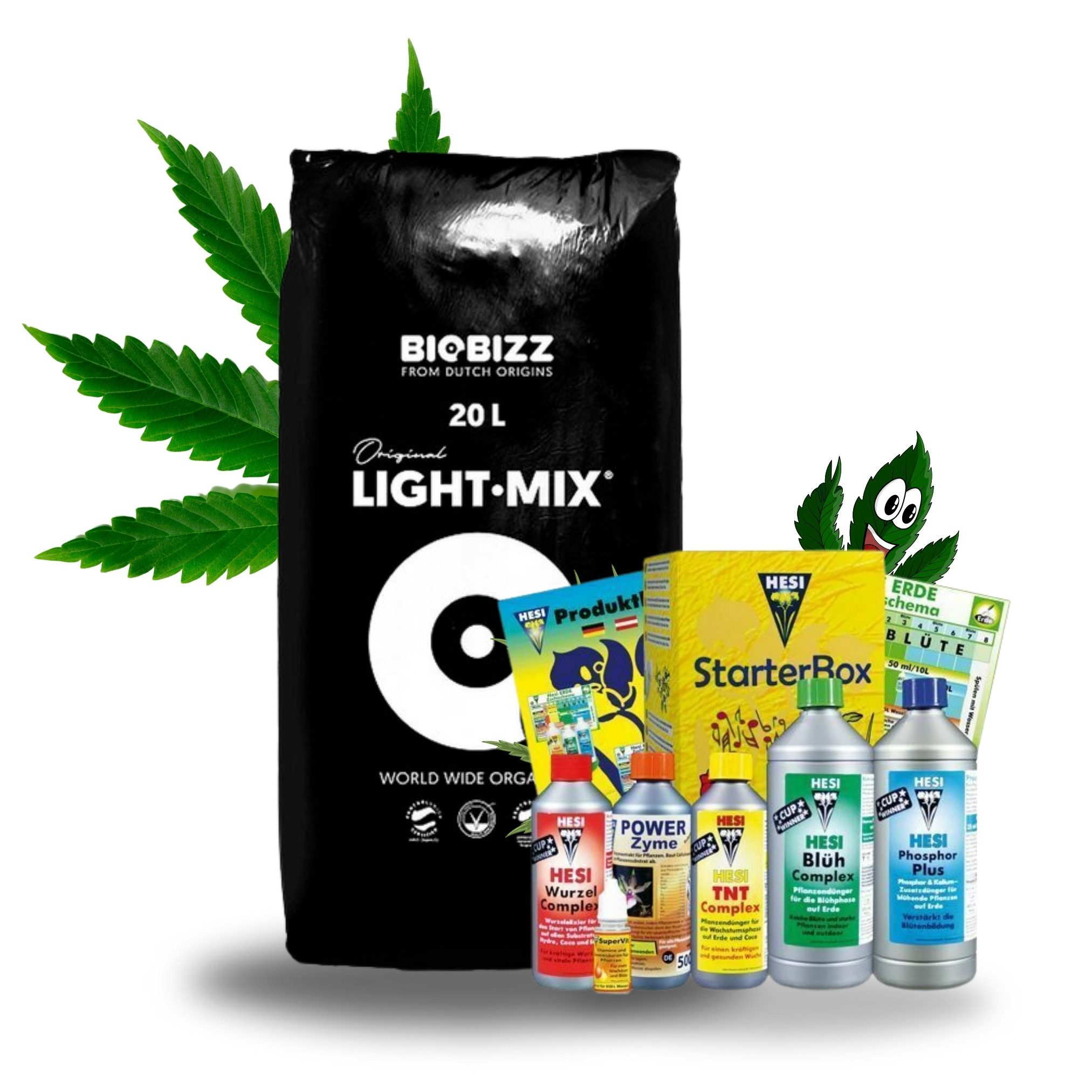 Pflanzerde Komplett Set BioBizz Erde Light Mix + Hesi Dünger Grow Anbau Grower