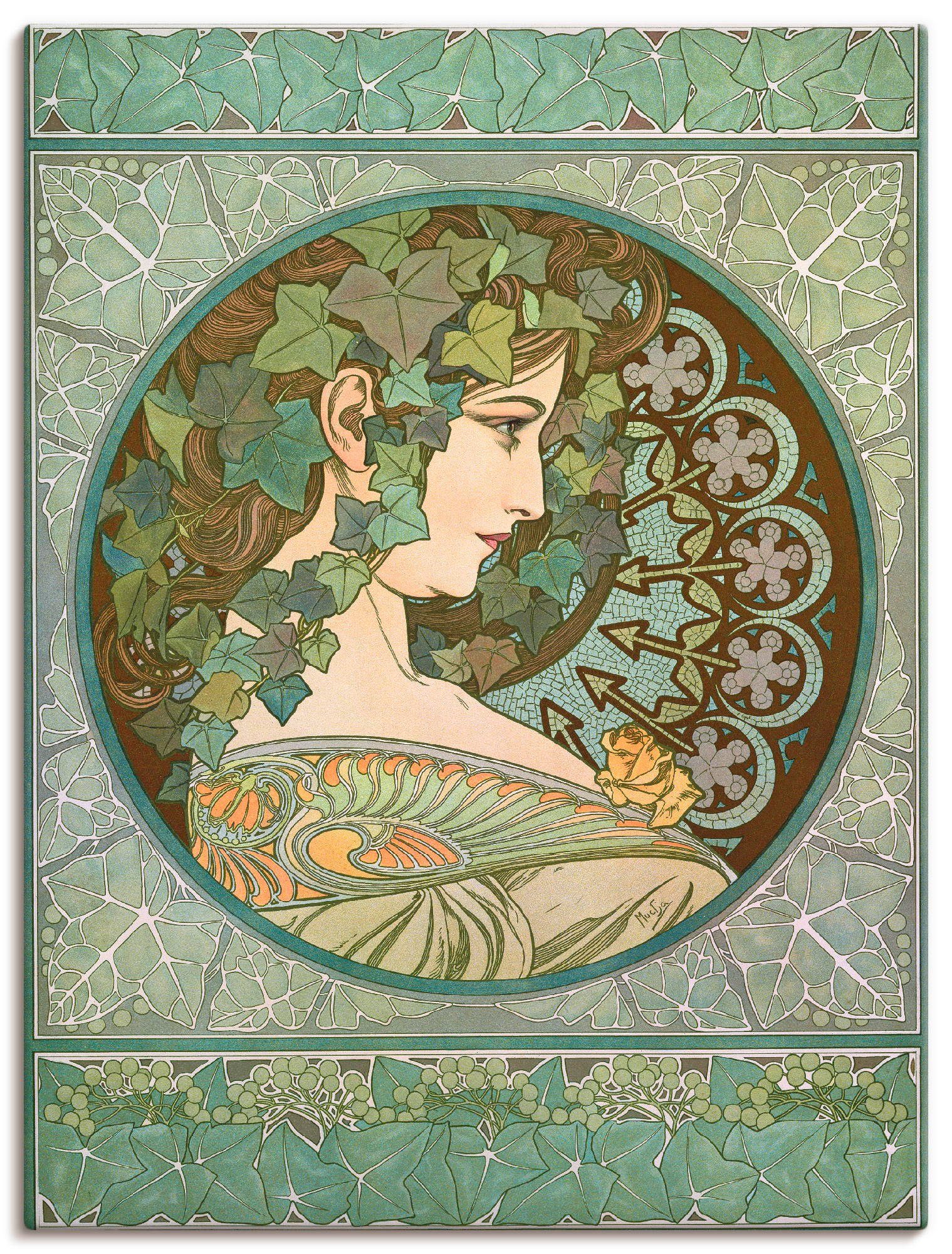 St), Artland Frau in Leinwandbild, Efeu, Poster als Wandaufkleber 1901, oder Größen Wandbild (1 versch.