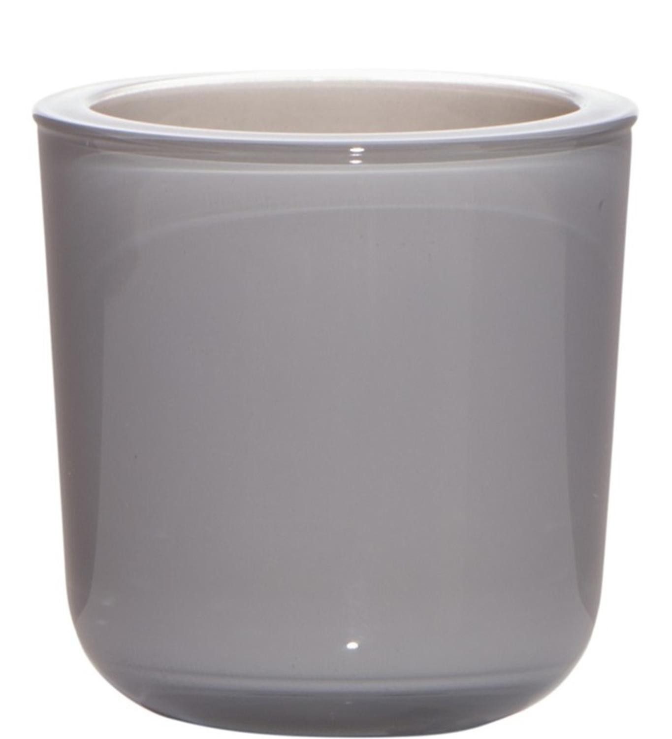INNA-Glas Kerzenhalter Teelichthalter Nick aus Glas, grau, 7,5cm, Ø7,5cm