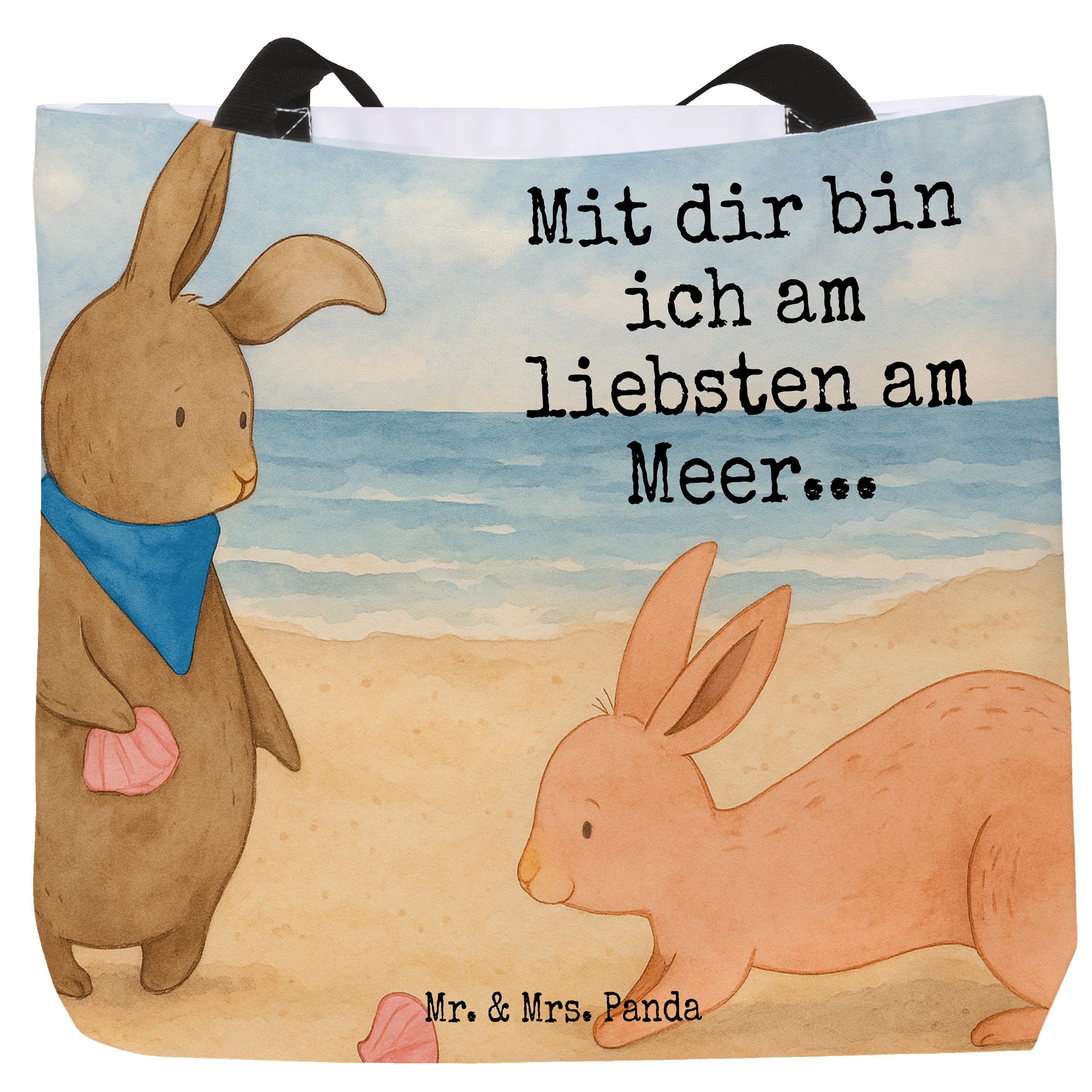 Shopper Hasen Muschel Design, Tote Bag, Weiß, Strand, Meer, Reisetasche, Musc