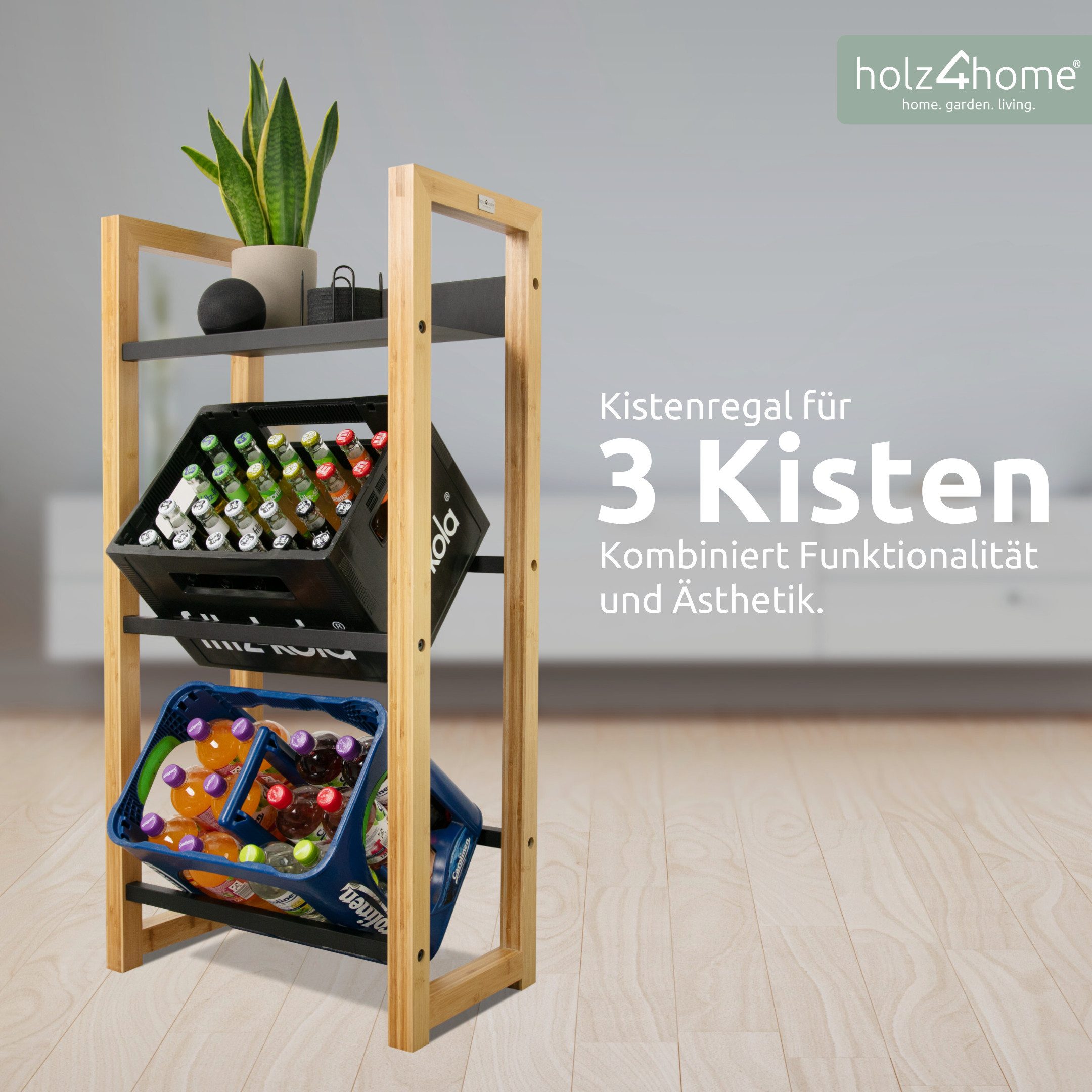 holz4home® Kastenständer Getränkekistenregal aus Bambus I günstig online kaufen