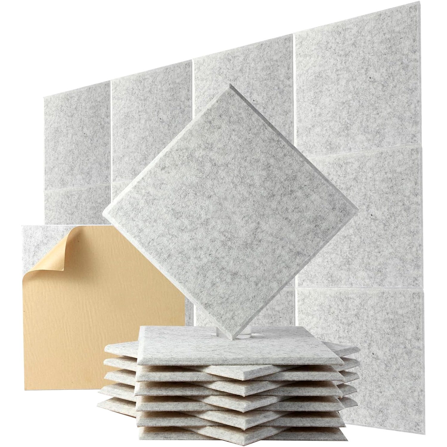 OSTWOLKE Akustikplatte Selbstklebend Schallabsorber Schallschutzplatten 30 x 30 x 0,9cm, (12-St), für Studio, Büro, Akustische Behandlung & Wanddekoration