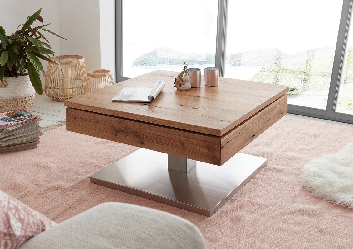 Furnhaus Couchtisch Couchtisch Monrovia, Asteiche, 75x75, Eichefarben (no-Set), Breite 75 cm,Tischplatte aus Massivholz
