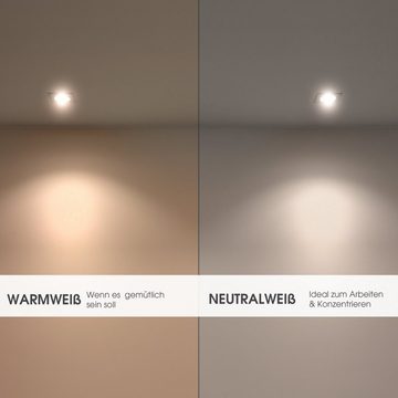 linovum LED Einbaustrahler WEEVO 10er Set Einbauspots LED Bad flach 5W warmweiss - Downlight, LED-Leuchtmittel fest verbaut, LED-Leuchtmittel fest verbaut