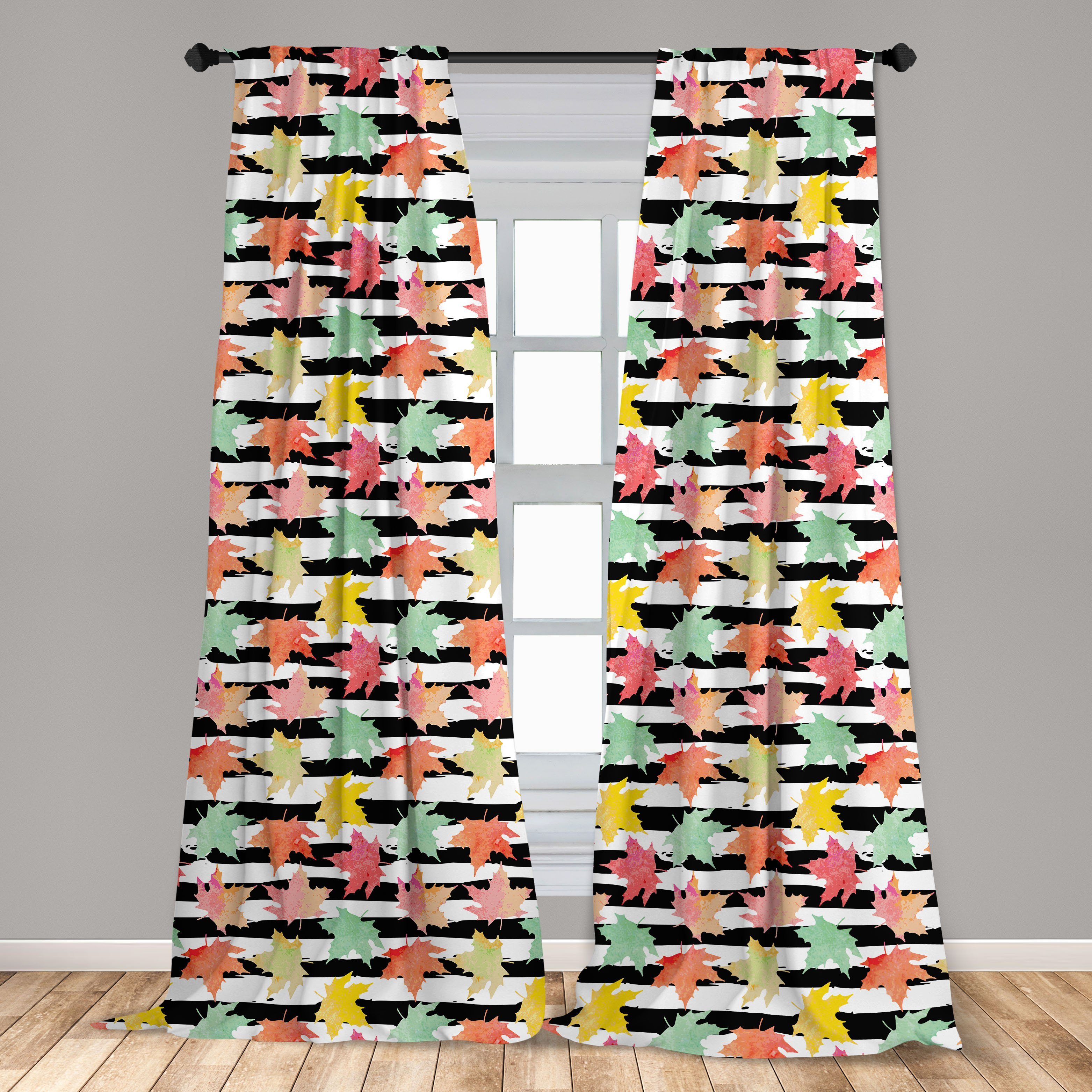 Abakuhaus, Gardine Wohnzimmer Multicolor Schlafzimmer Vorhang Maple für Dekor, Stripes Herbst Microfaser,