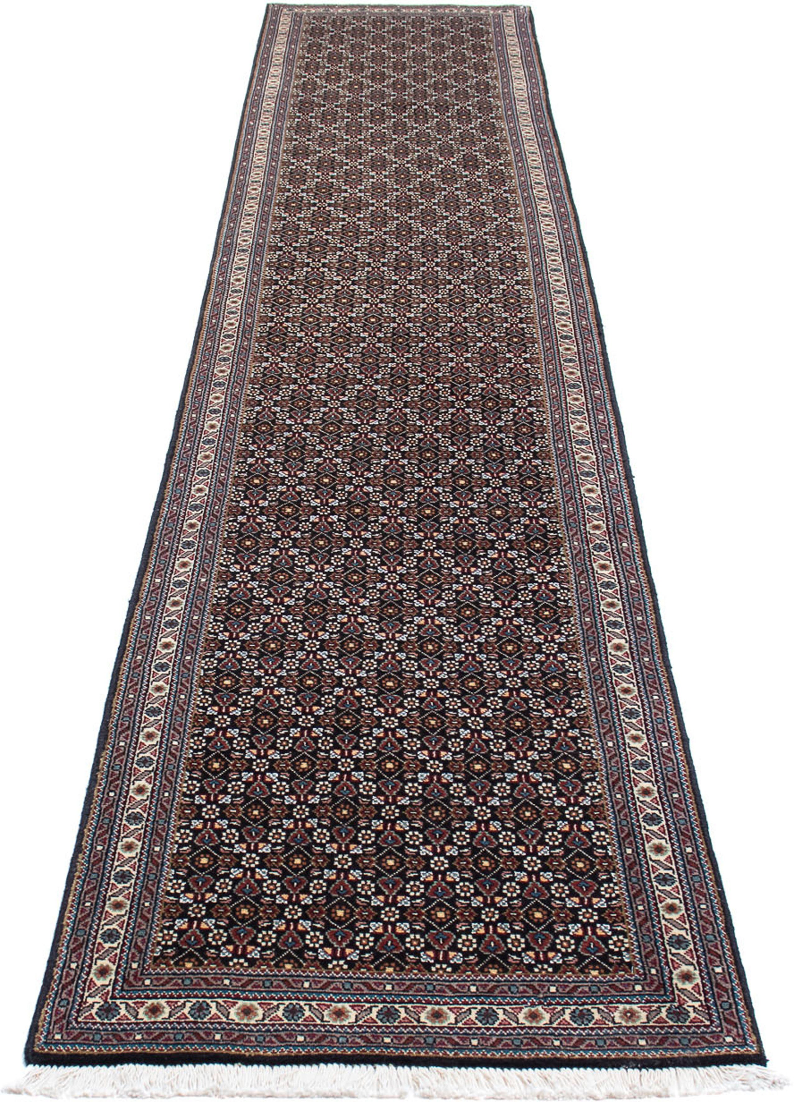 Orientteppich Perser - Täbriz - 391 x 68 cm - grau, morgenland, rechteckig, Höhe: 10 mm, Wohnzimmer, Handgeknüpft, Einzelstück mit Zertifikat