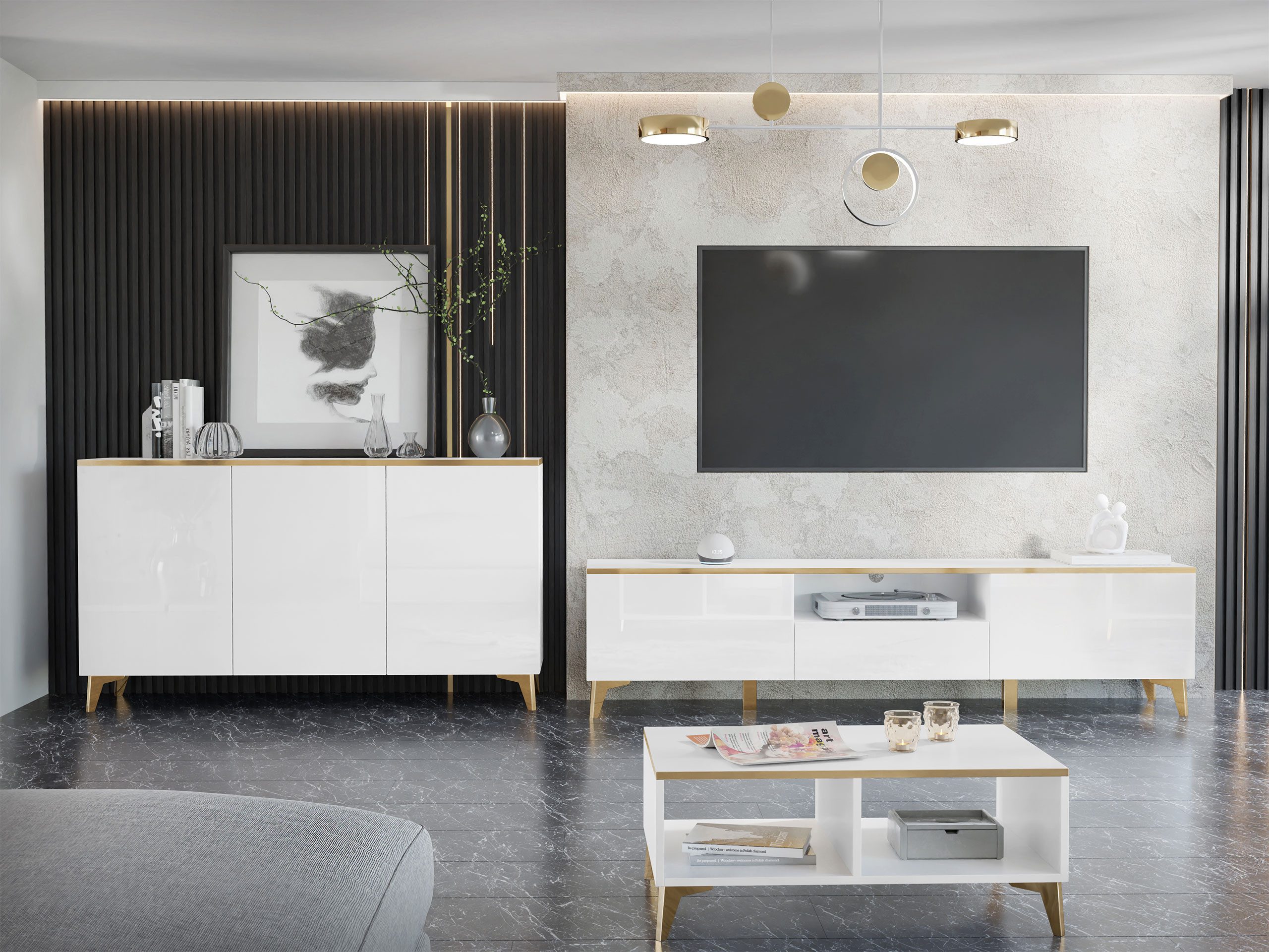 MIRJAN24 Wohnzimmer-Set Aurora I, (Kommode, TV-Lowboard, günstig online kaufen
