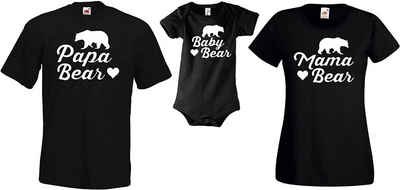 Youth Designz Strampler »Mama Papa Baby Bear Herren Damen Baby T-Shirt Strampler Set« in tollem Design, mit Frontprint