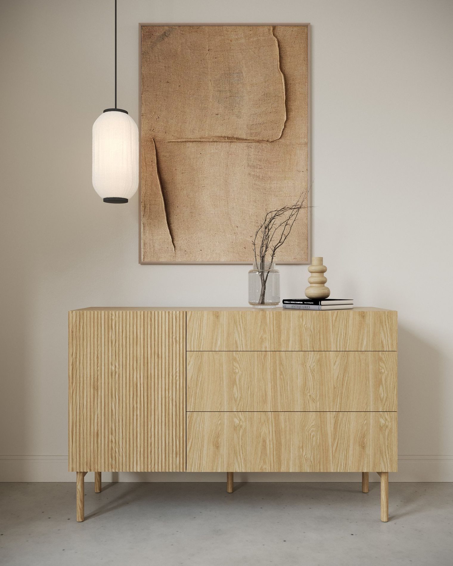 Selsey Sideboard NOLIE, 1-türig mit 2 Fächern, 3 Schubladen, Holzbeinen, 14 günstig online kaufen